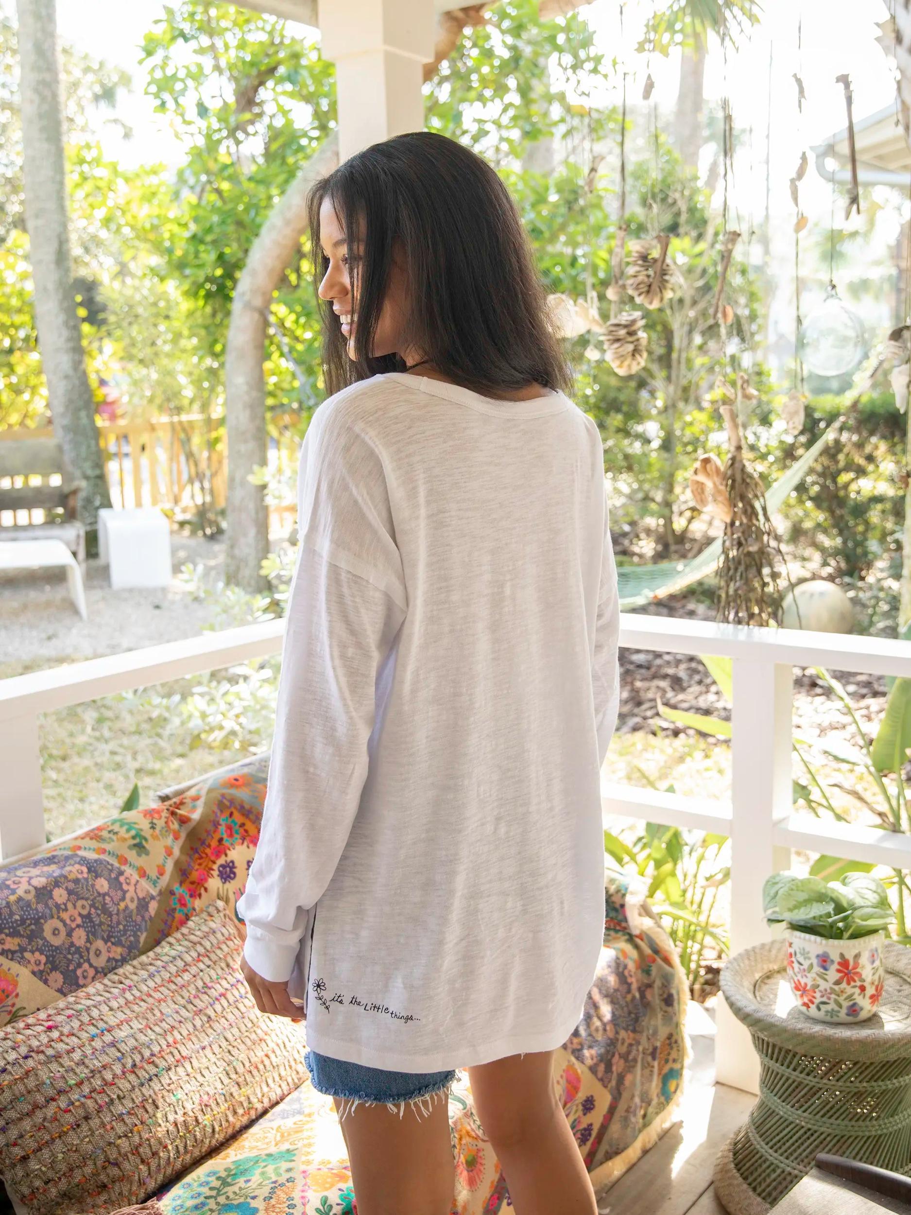 Oversized Cotton Doodle Tee - White Product Image