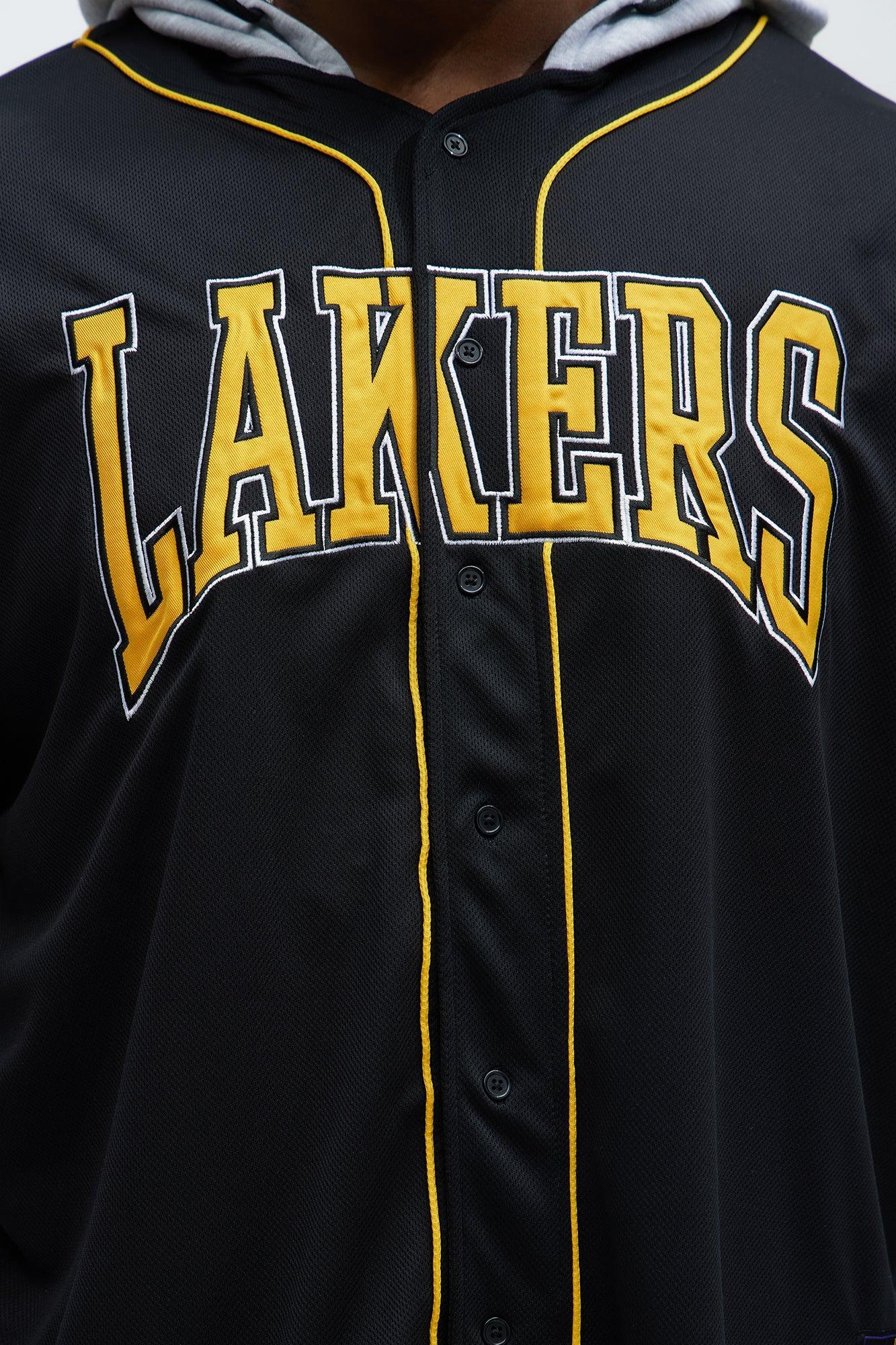 Lakers Clean Up Button Hoodie - Black Product Image