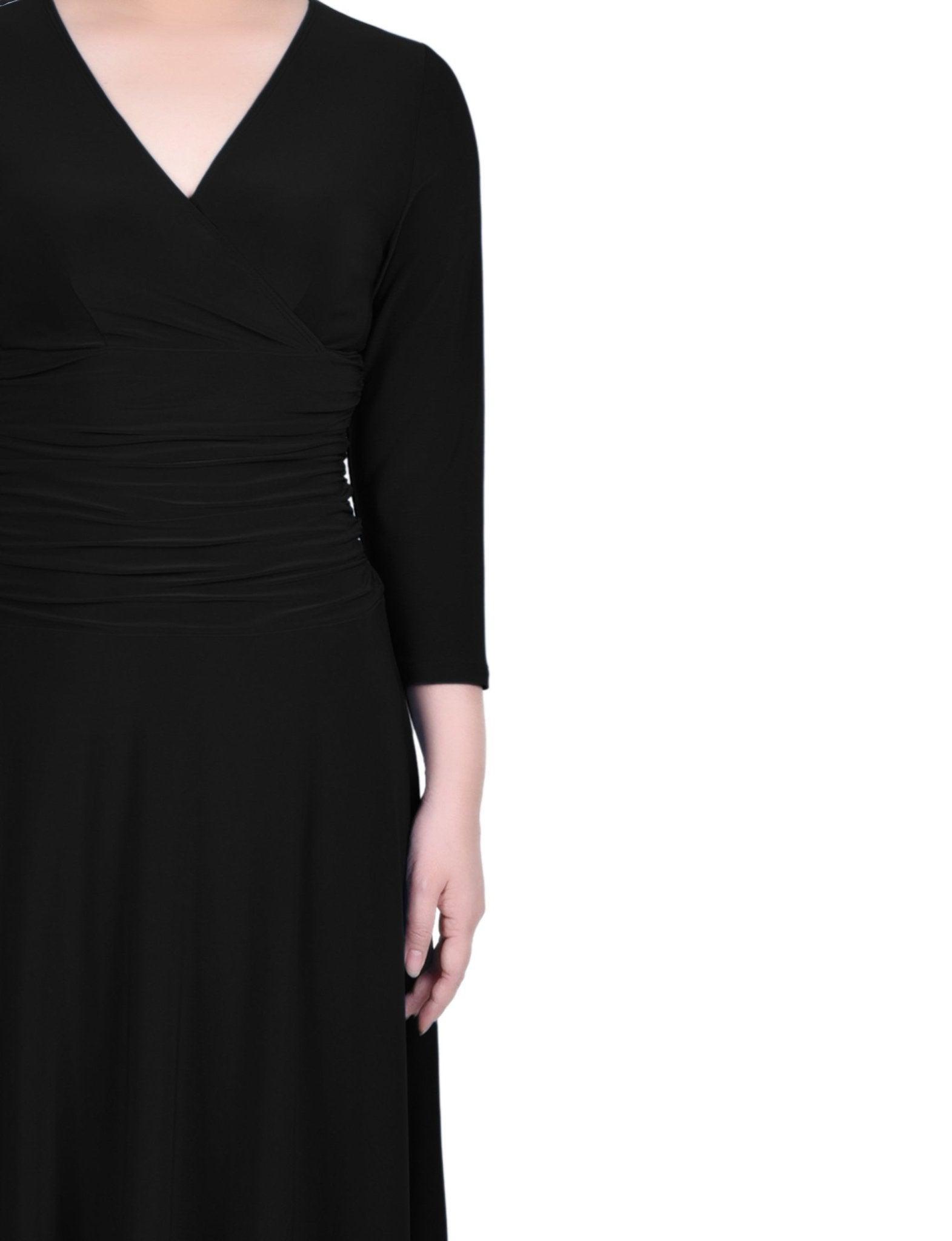 3/4 Length Sleeve Rouched-Waist Dress - Petite Product Image