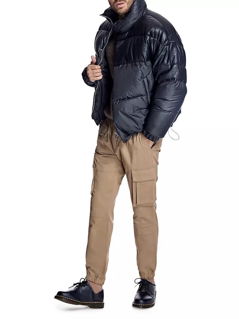 Men's Leather Puffer Jacket Product Image