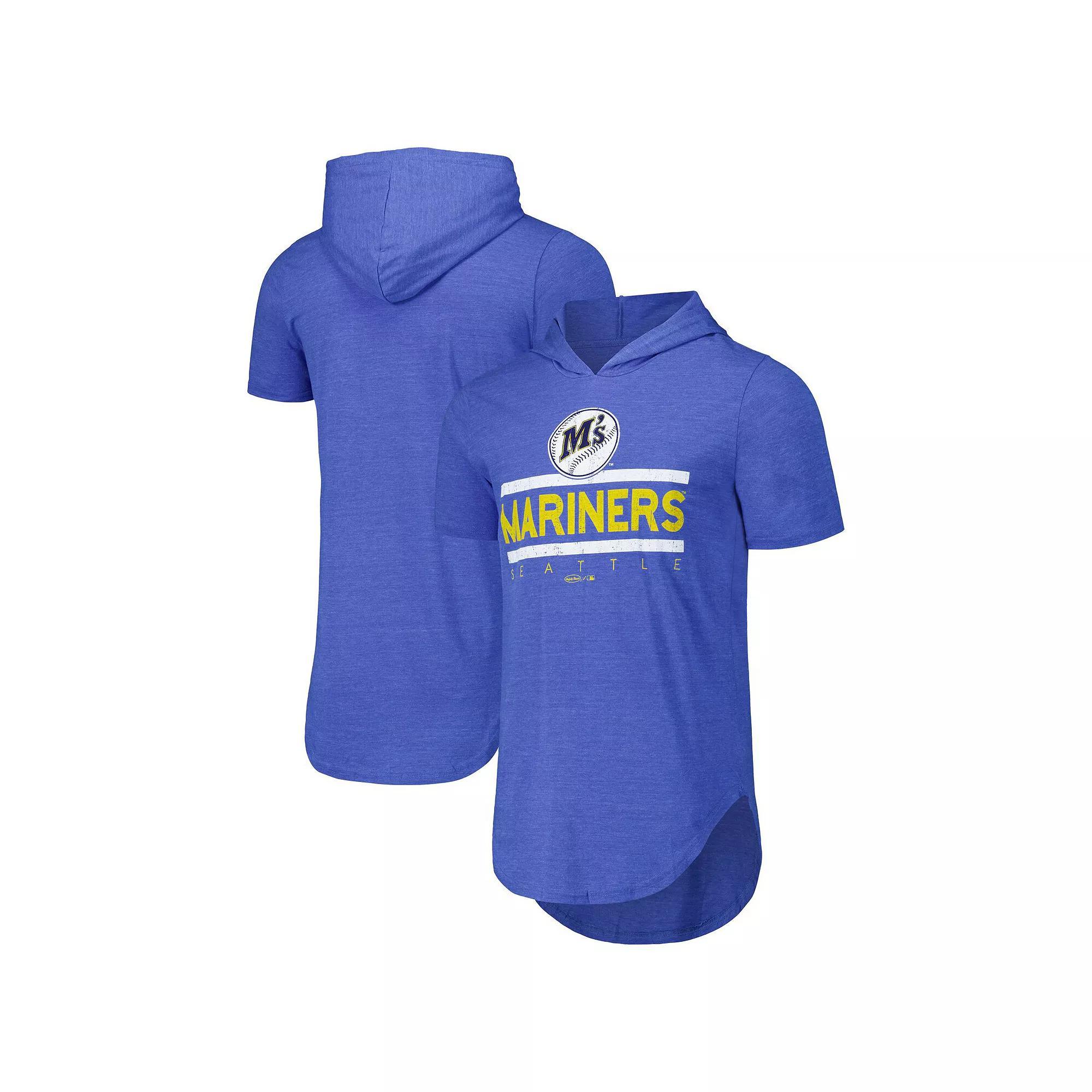 Mens Majestic Threads Royal Seattle Mariners Tri-Blend Hoodie T-Shirt Product Image