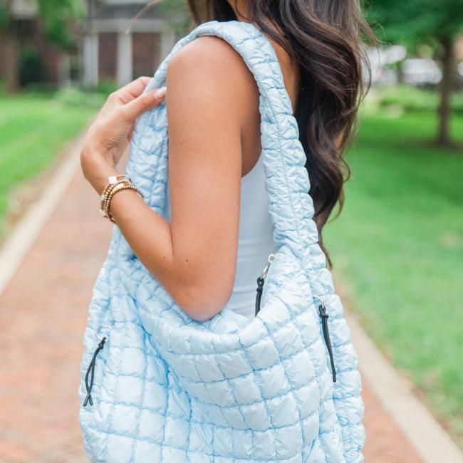 Light Blue Quilted Carry-All Bag FINAL SALE Product Image