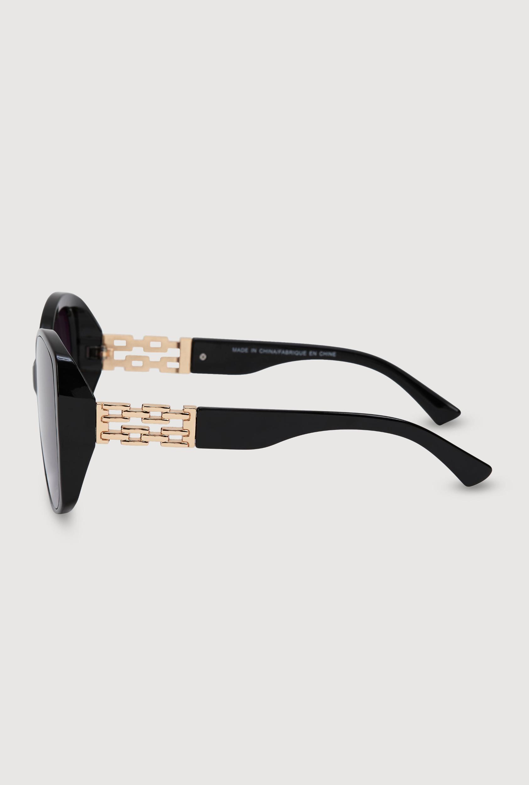 Oversized Ombre Lens Metallic Temple Sunglasses Female Product Image