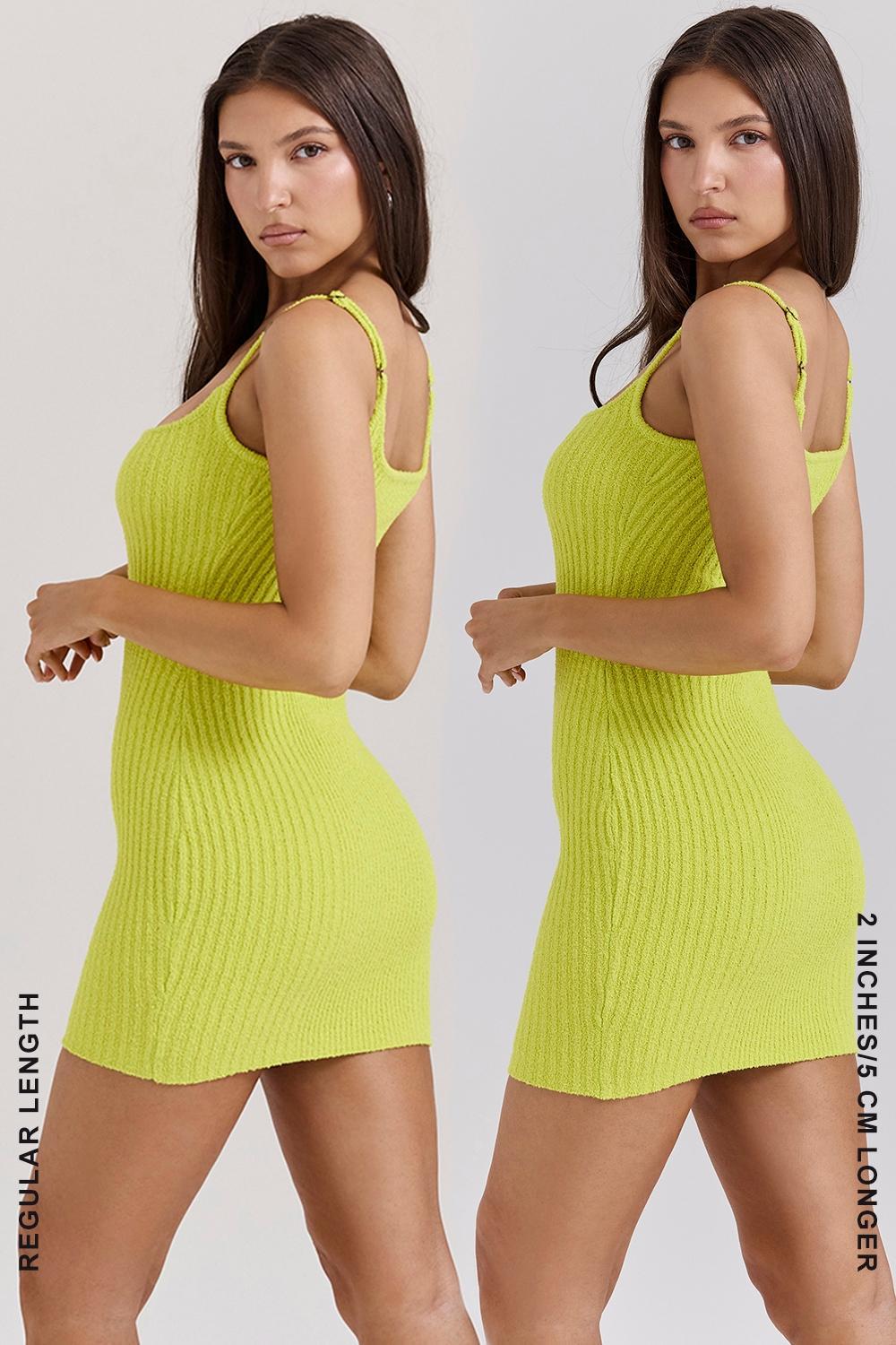 Neri Acid Lime Textured Cotton Knit Mini Dress Product Image