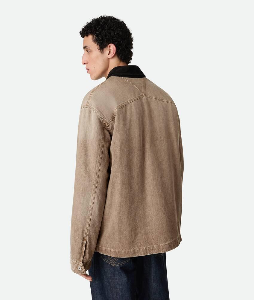 Men's Brown Denim Jacket in Brown Product Image