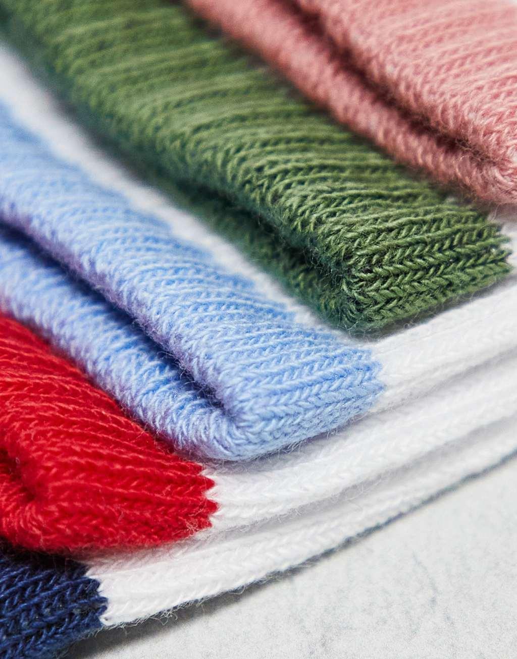 ASOS DESIGN 5 pack socks in white with colored piping Product Image