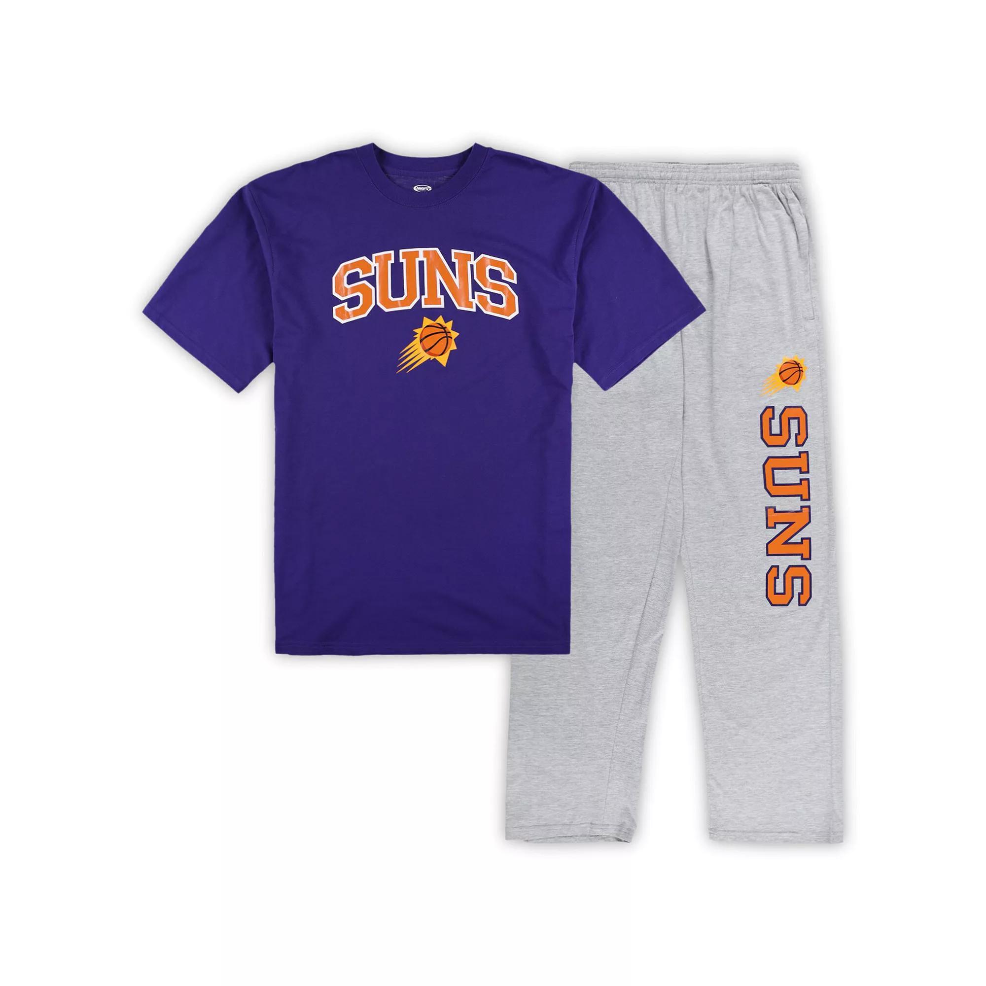 Men's Concepts Sport Purple/Heather Gray Phoenix Suns Big & Tall T-Shirt and Pajama Pants Sleep Set, Size: 4XB, Phx Purple Product Image