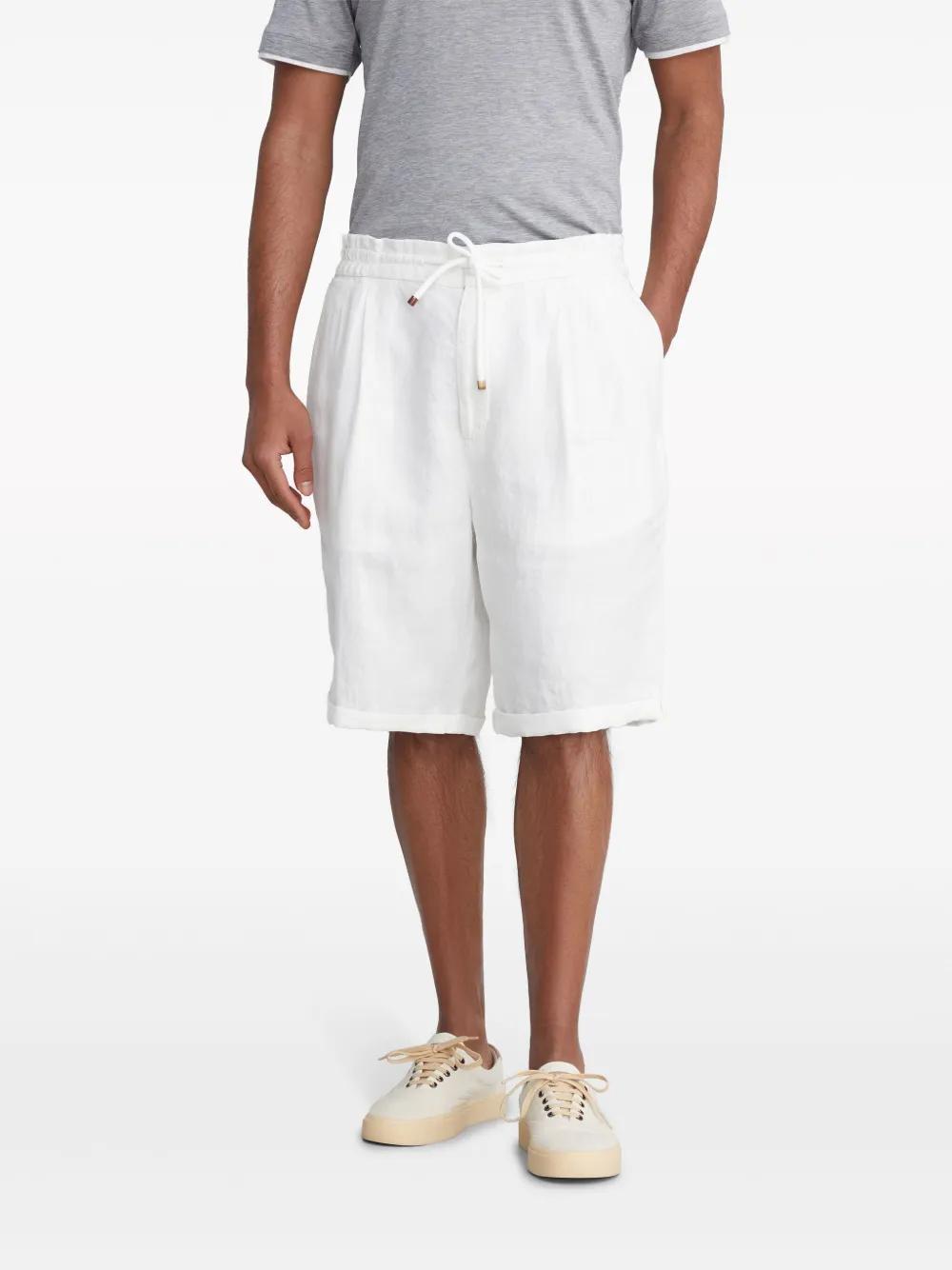 BRUNELLO CUCINELLI Drawstring Linen Bermuda Shorts In White Product Image
