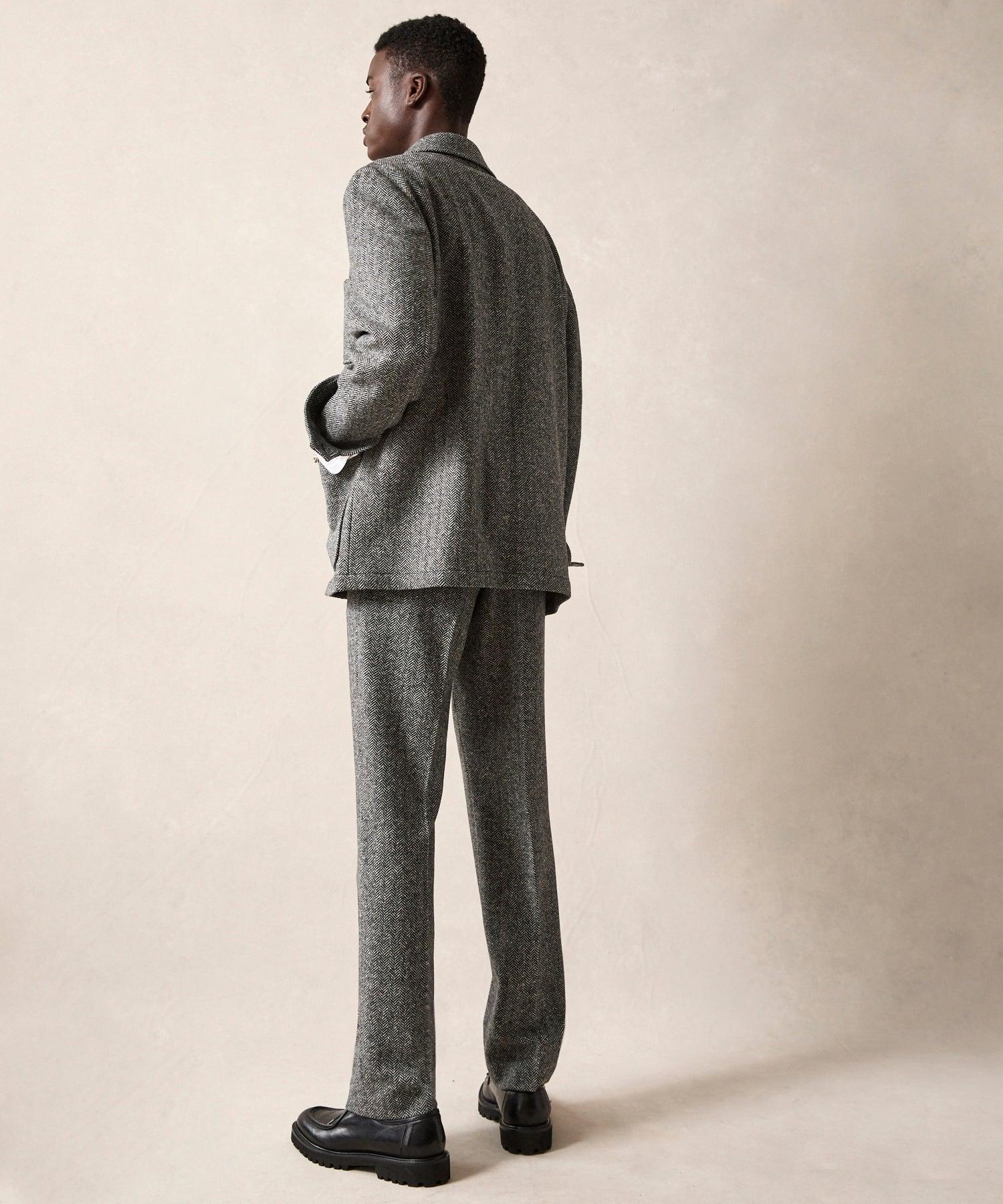 Italian Donegal Tailored Chore Coat in Grey Herringbone Product Image