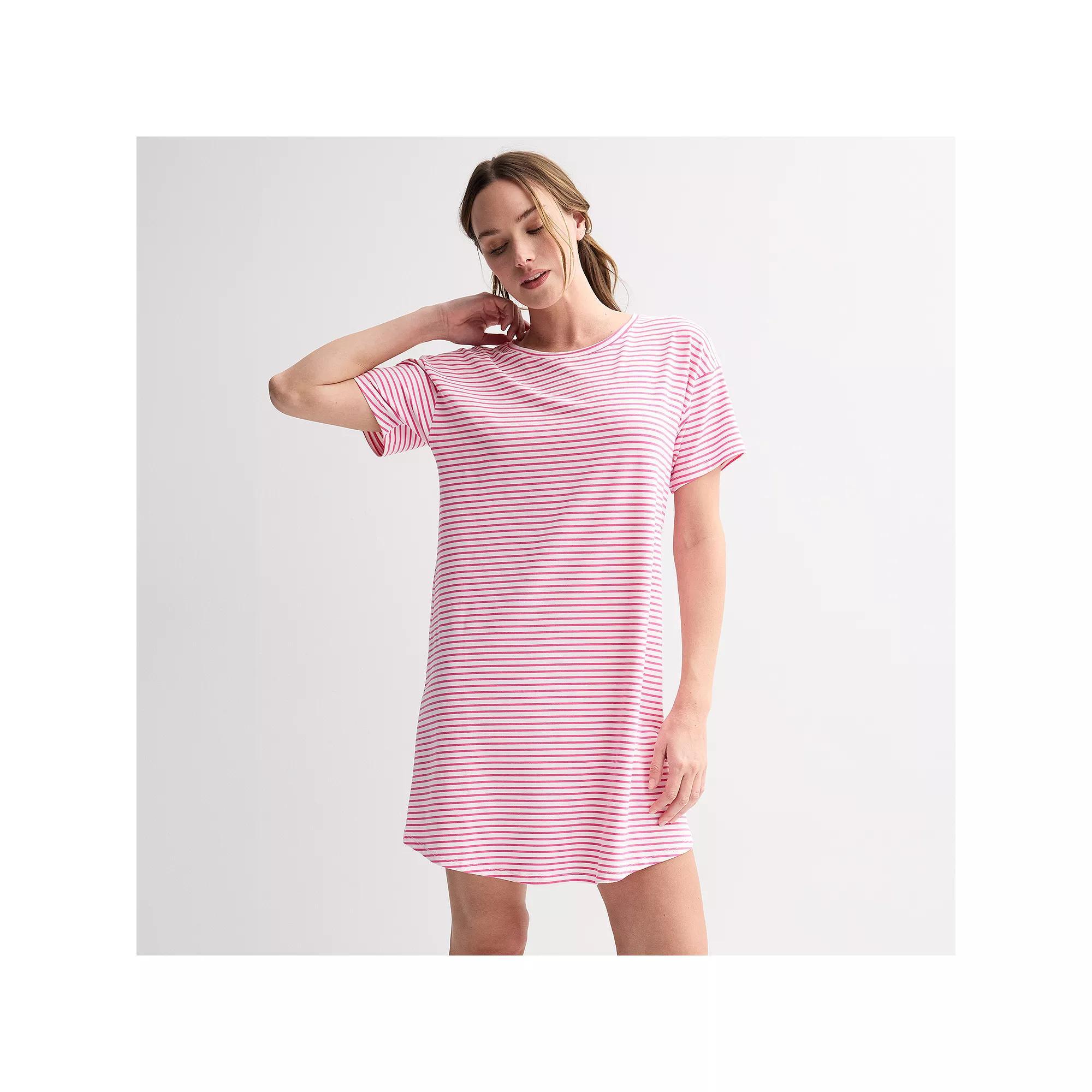 Women's Sonoma Goods For Life® Knit Sleep Shirt, Size: XXL, White Pink Stripe Product Image