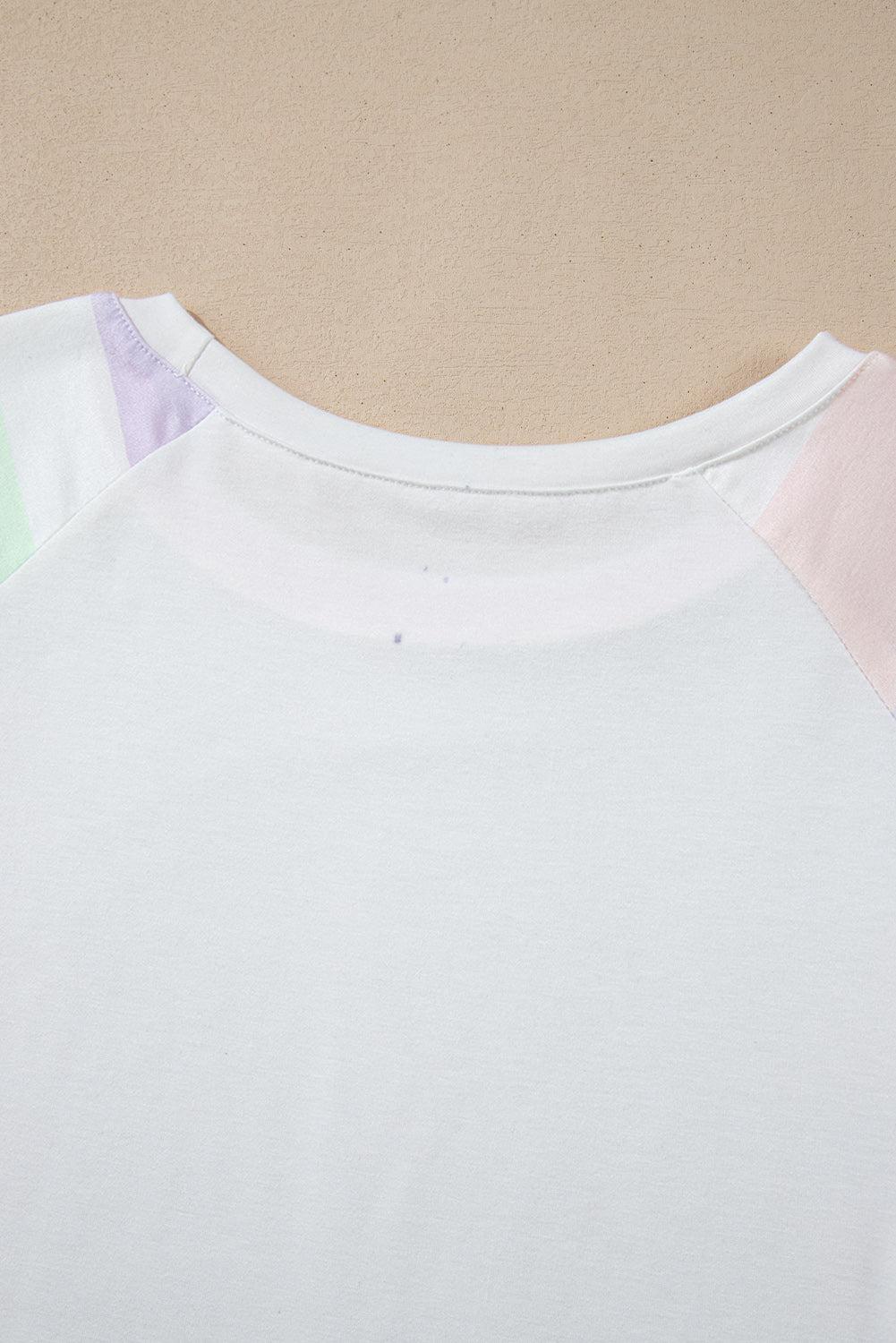 White Rainbow Striped Tee + Shorts Set Product Image