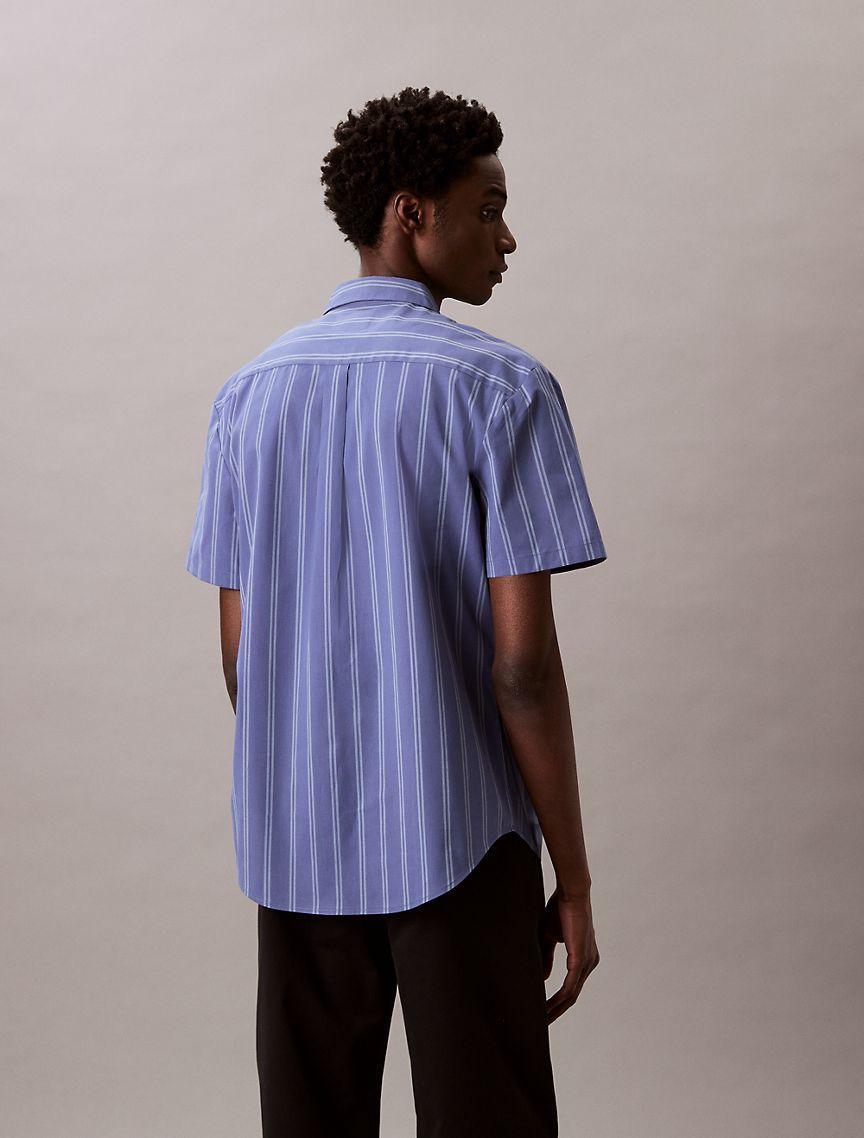Calvin Klein Mens Poplin Stripe Classic Button-Down Shirt - Multi Product Image