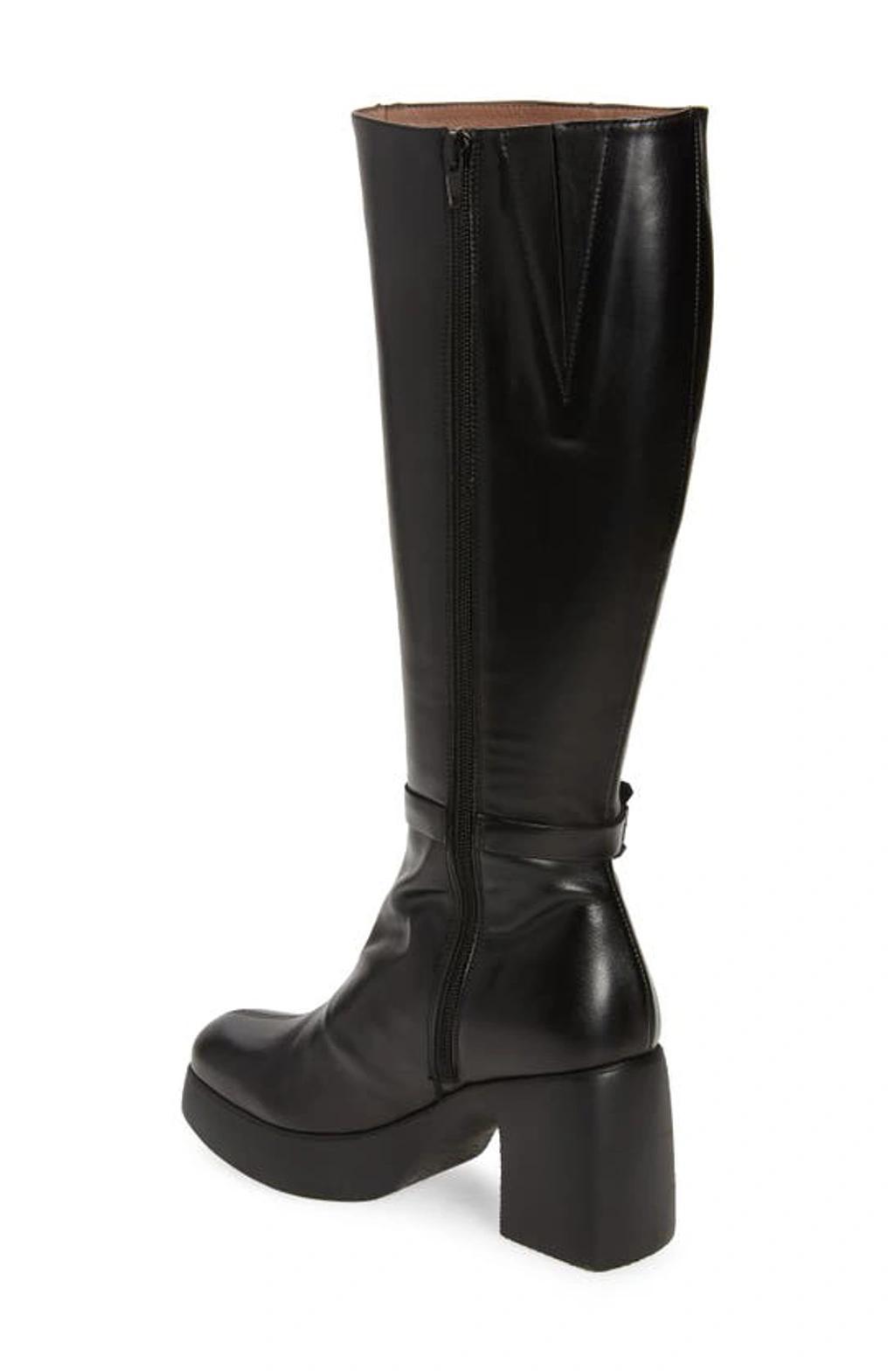 WONDERS Platform Boot In Black Leather Product Image
