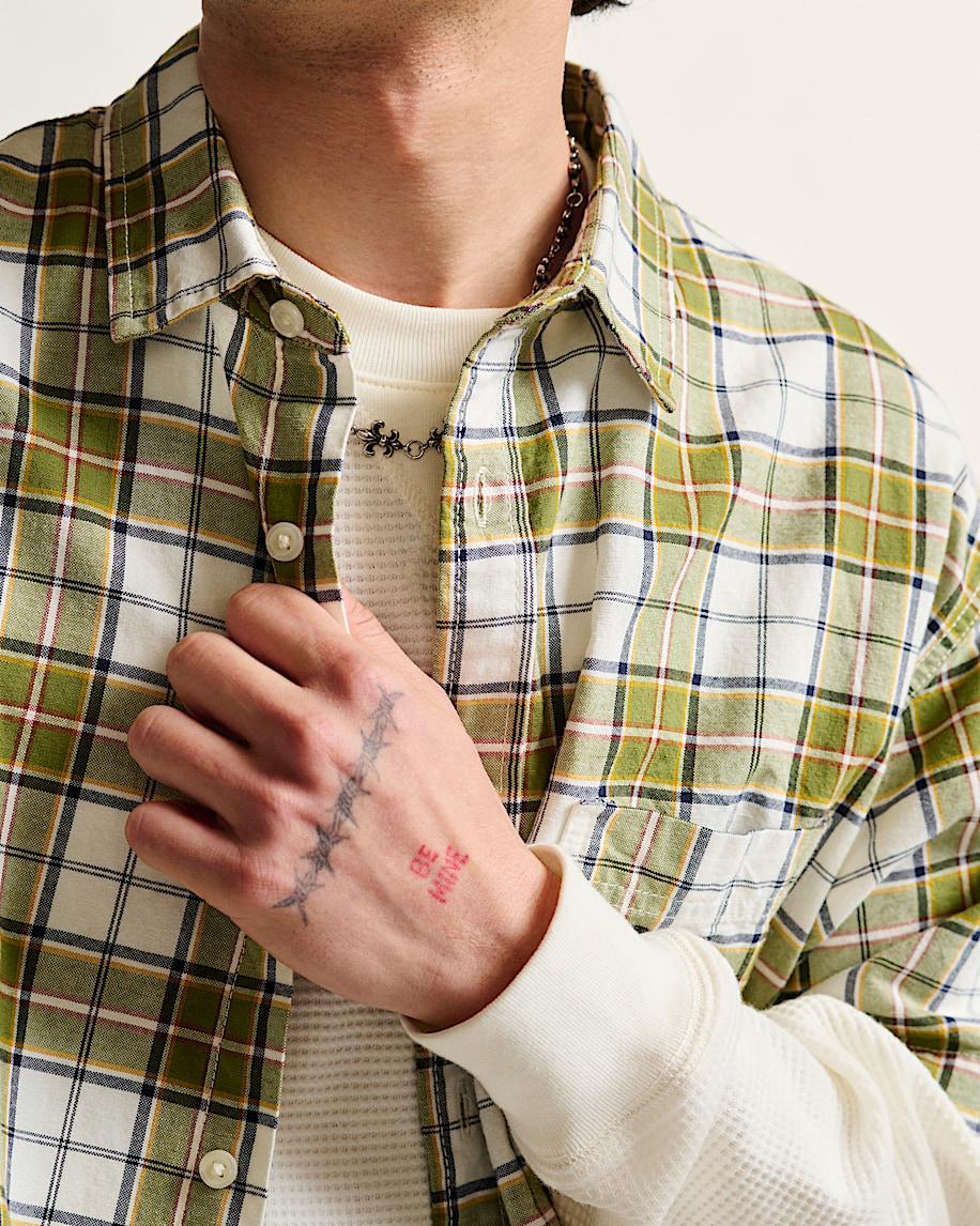 Lawson Solid Woven Shirt in Marshmallow White / Olive Green| Vans US Product Image