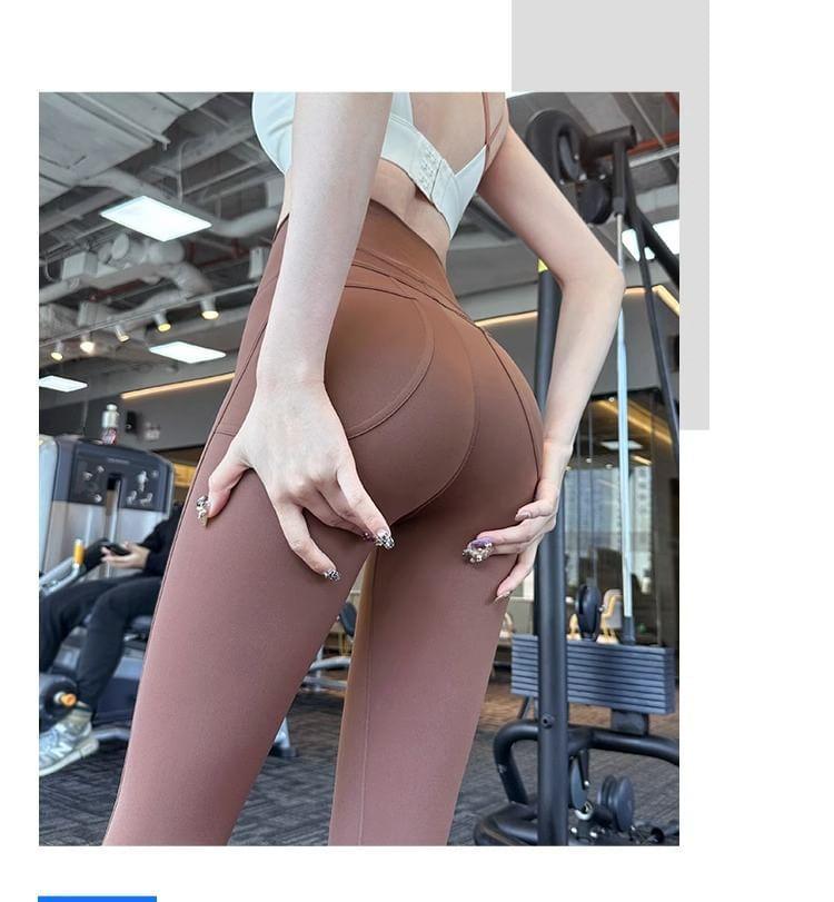 High Waist Plain Yoga Pants Product Image