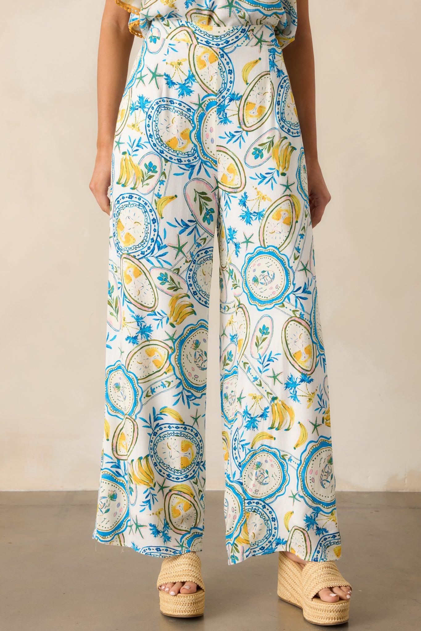 Switch It Up Ivory Tropical Print Pants Product Image