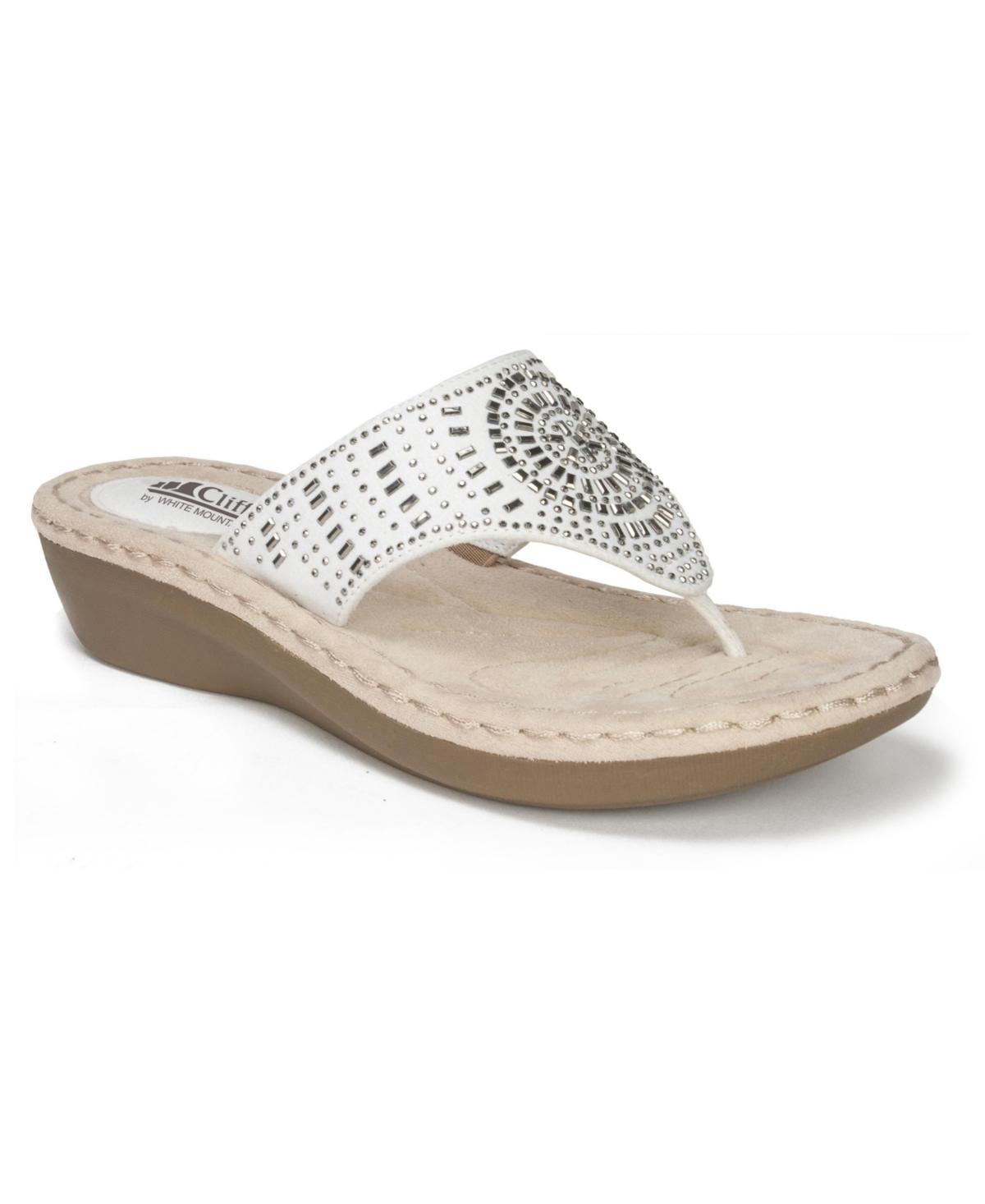 Cliffs By White Mountain Cienna Women's Thong Sandals, Size: 8.5 Wide, White Fabric Product Image