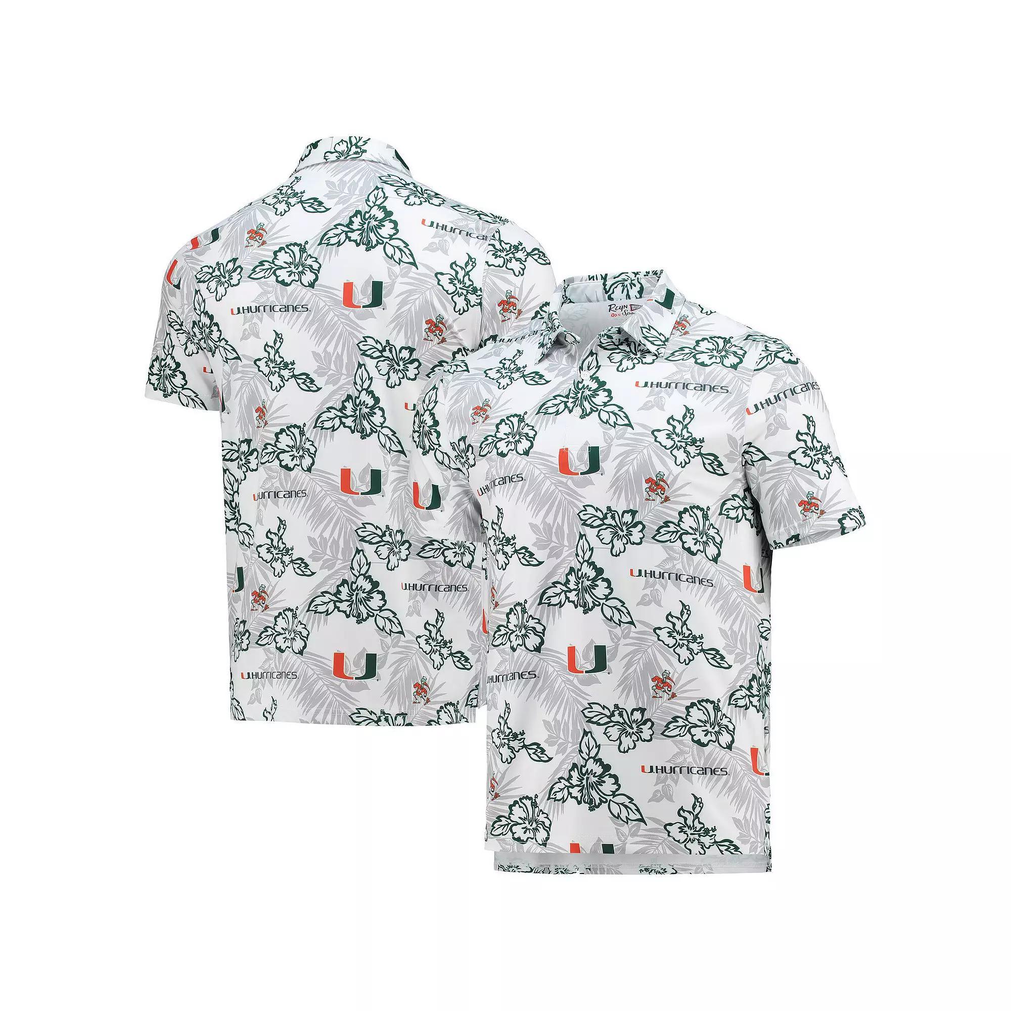 Men's Reyn Spooner White Miami Hurricanes Performance Polo, Size: 2XL Product Image