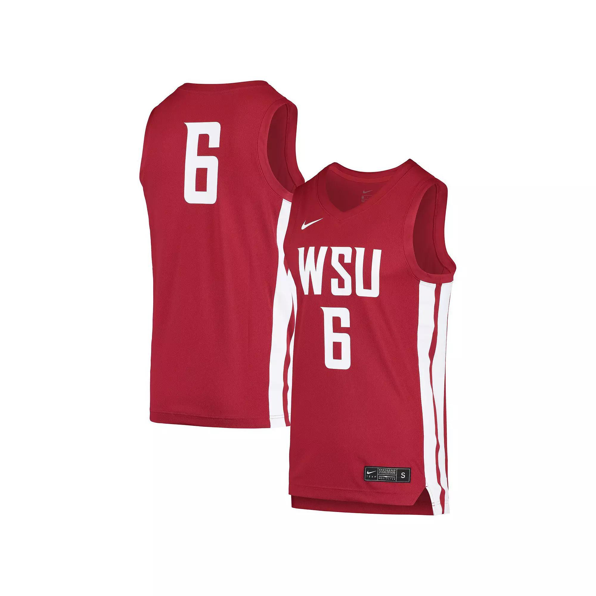 Men's Nike #6 Crimson Washington State Cougars Replica Basketball Jersey, Size: Medium, Wsc Red Product Image