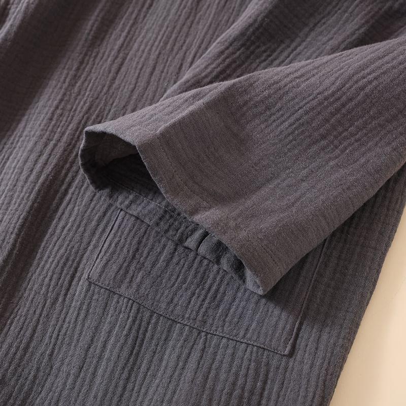 Couple Matching V-Neck Plain Sashed Kimono Robe (Various Designs) Product Image