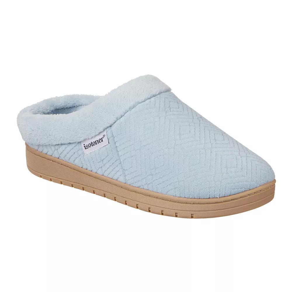 isotoner Gemma Sculpted Microterry Hoodback Women's Slippers, Size: Large, Blue Fog Product Image