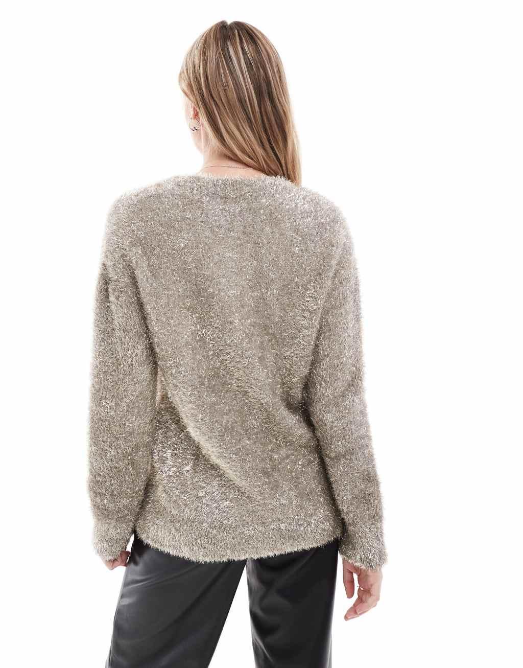 Never Fully Dressed metallic cardigan in gold Product Image