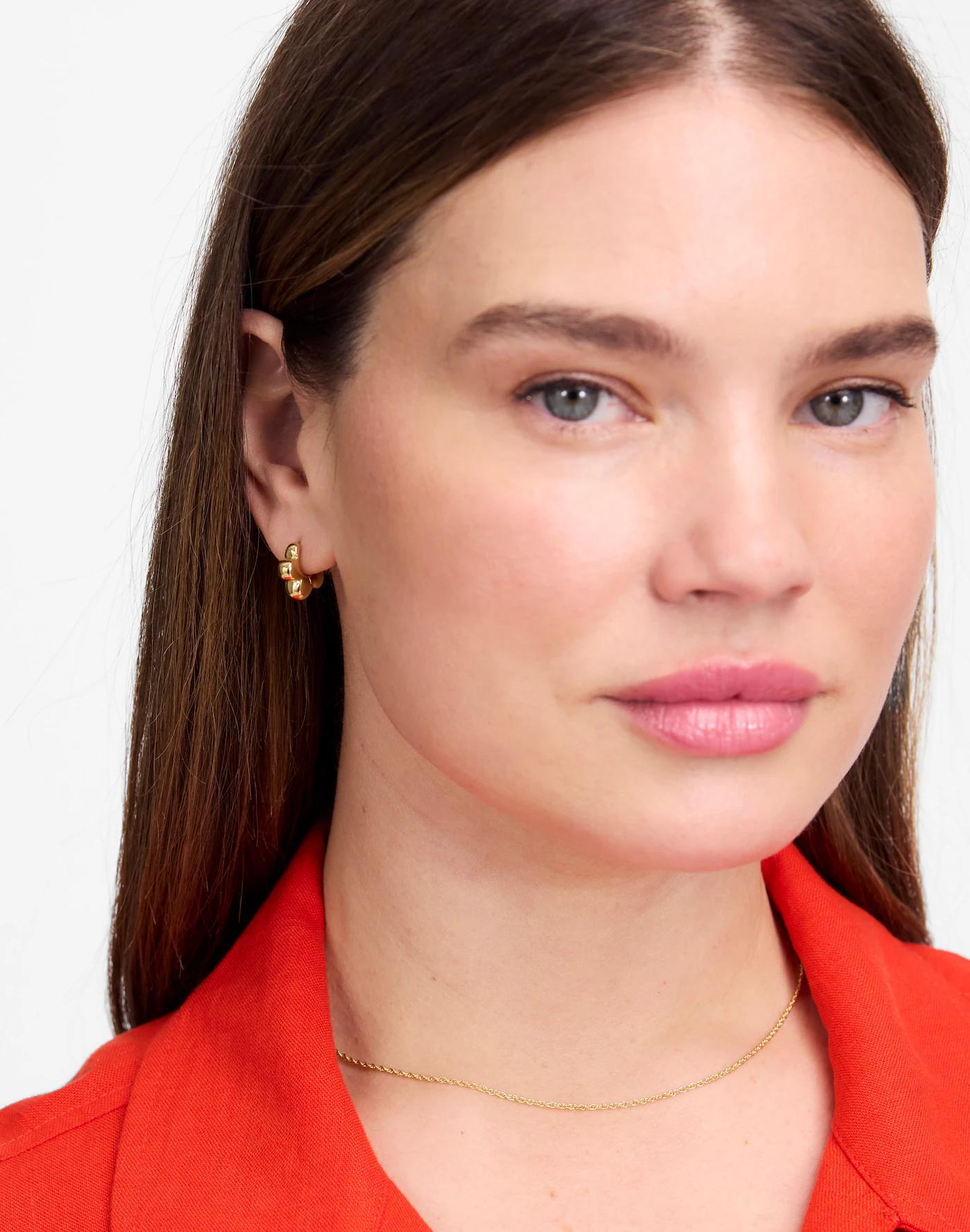 Demi-Fine Floral Huggie Hoop Earrings Product Image