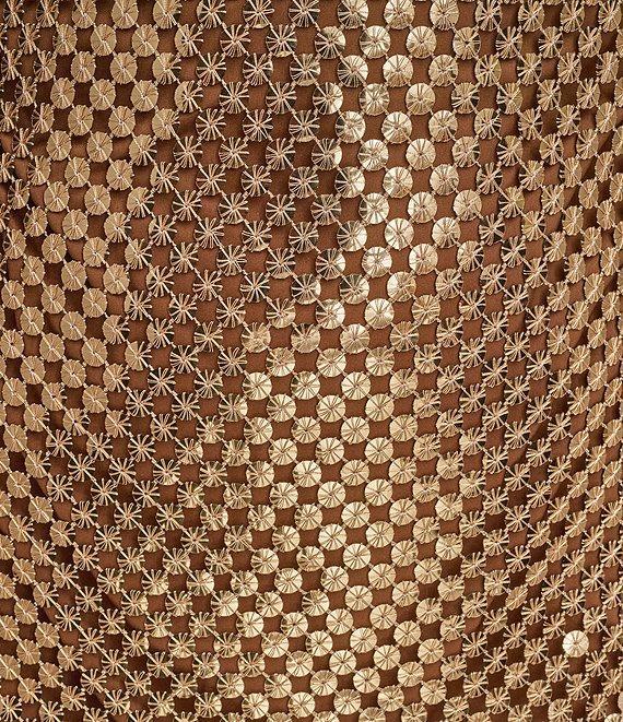 Donna Karan Sequin Mesh Boat Neck Sleeveless Slip Dress Product Image