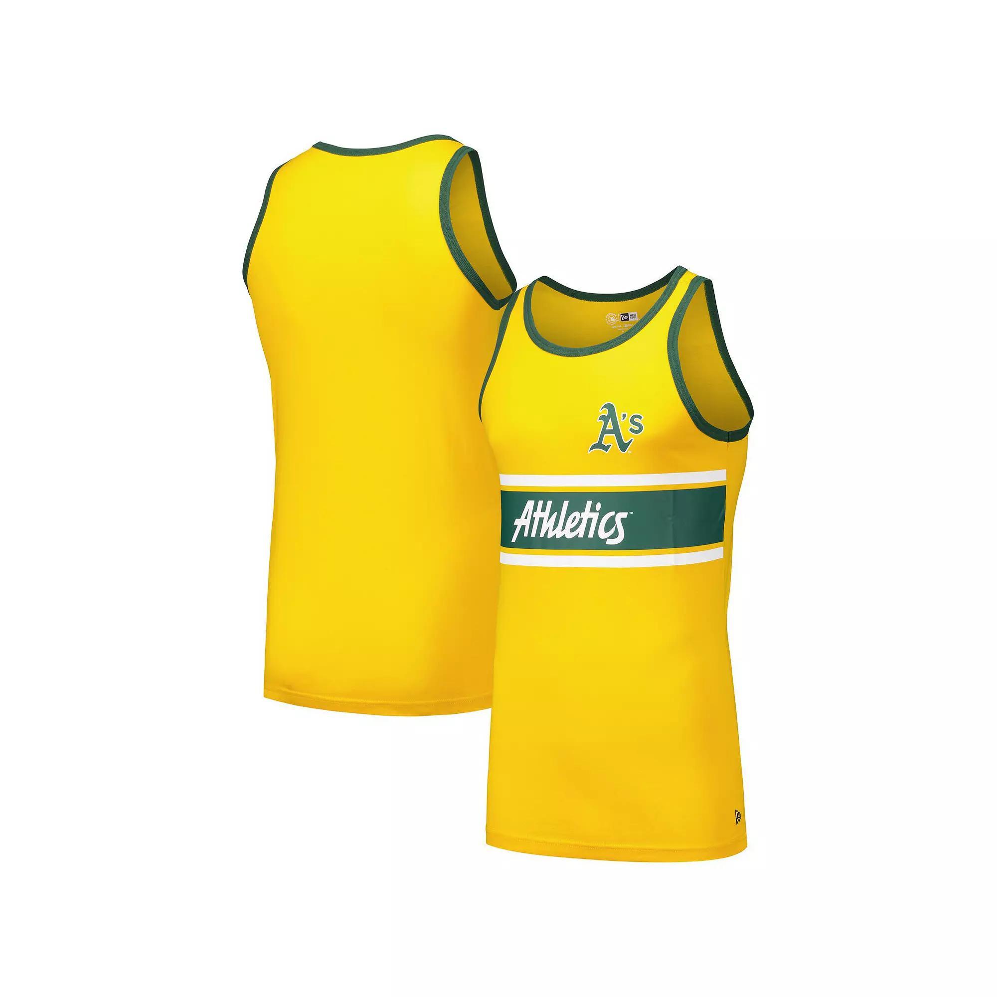 Men's New Era Gold Oakland Athletics Jersey Ringer Tank Top, Size: Large Product Image