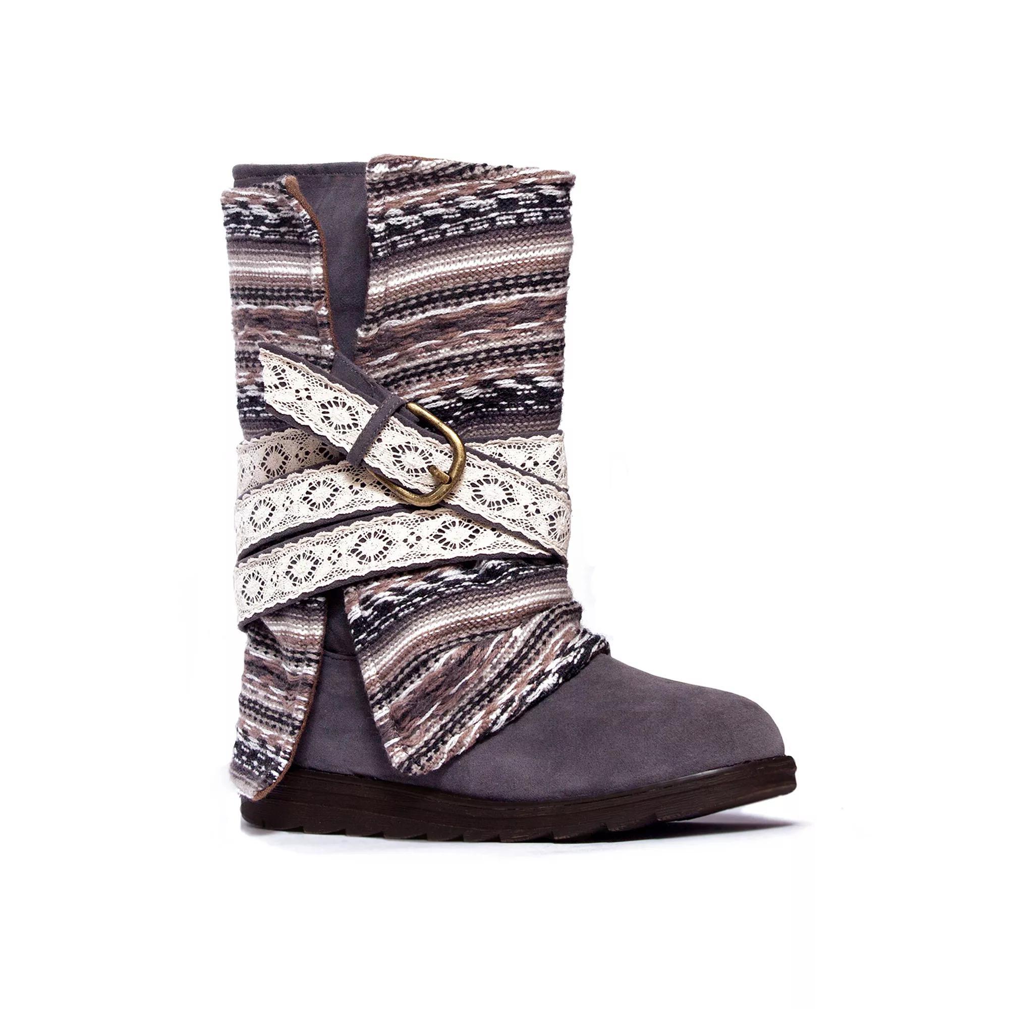MUK LUKS Nikki Women's Fold-Over Midcalf Boots, Girl's, Size: 11, Gray Product Image
