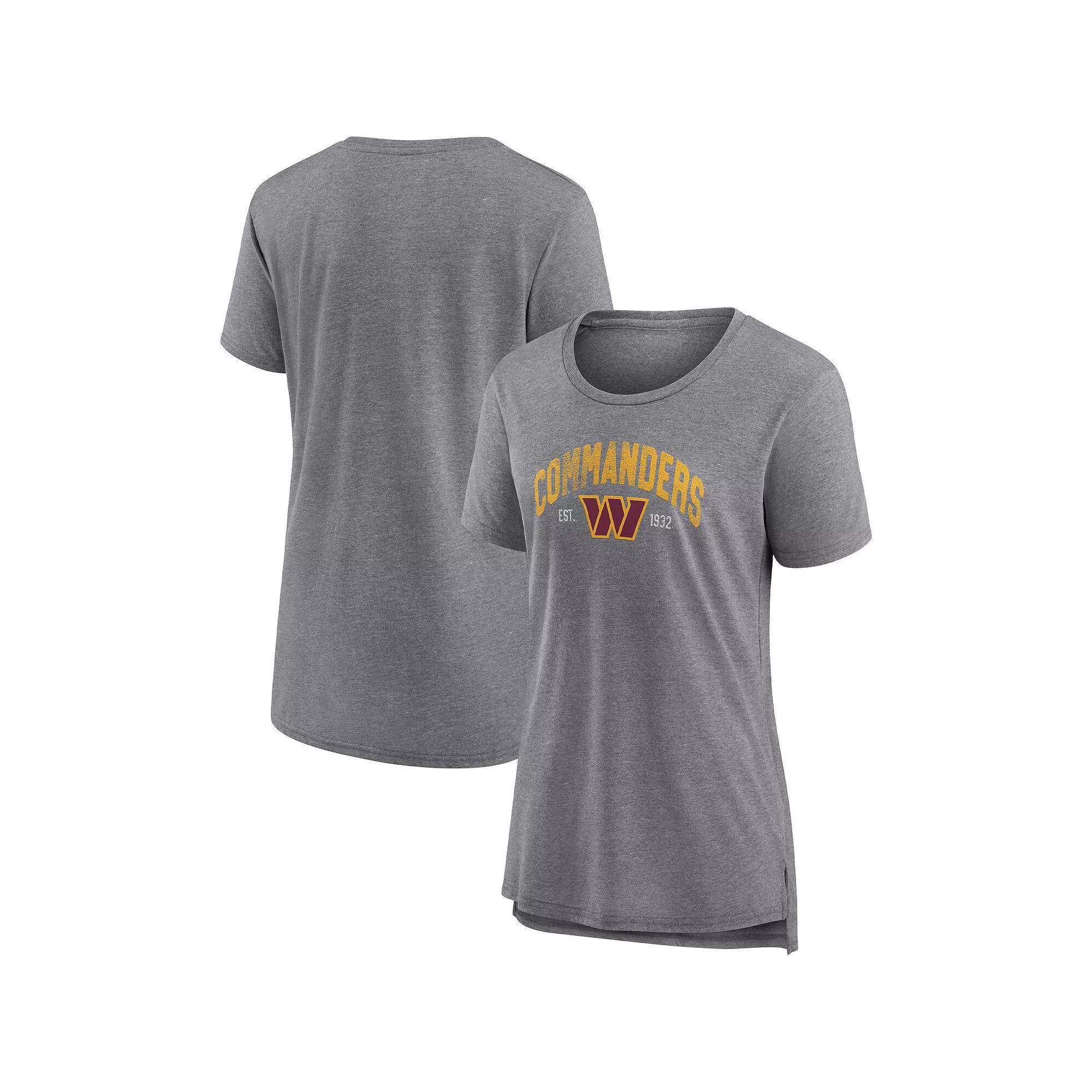 Women's Fanatics Branded Heathered Gray Washington Commanders Drop Back Modern T-Shirt, Size: Small, Wft Grey Product Image
