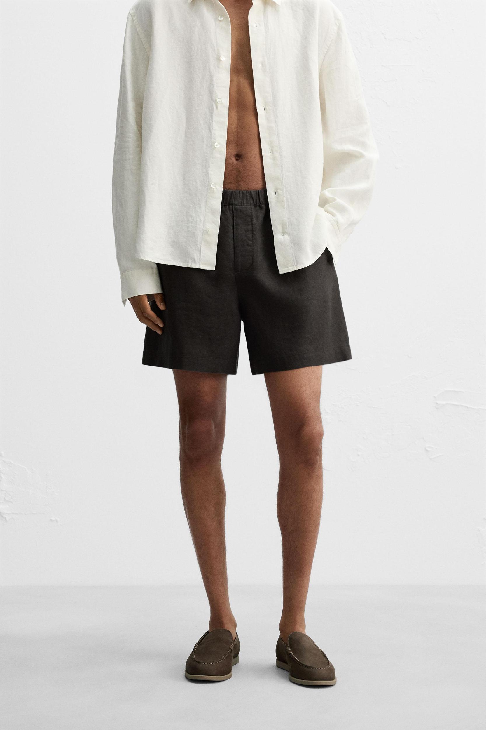 100% LINEN BERMUDA SHORTS Product Image