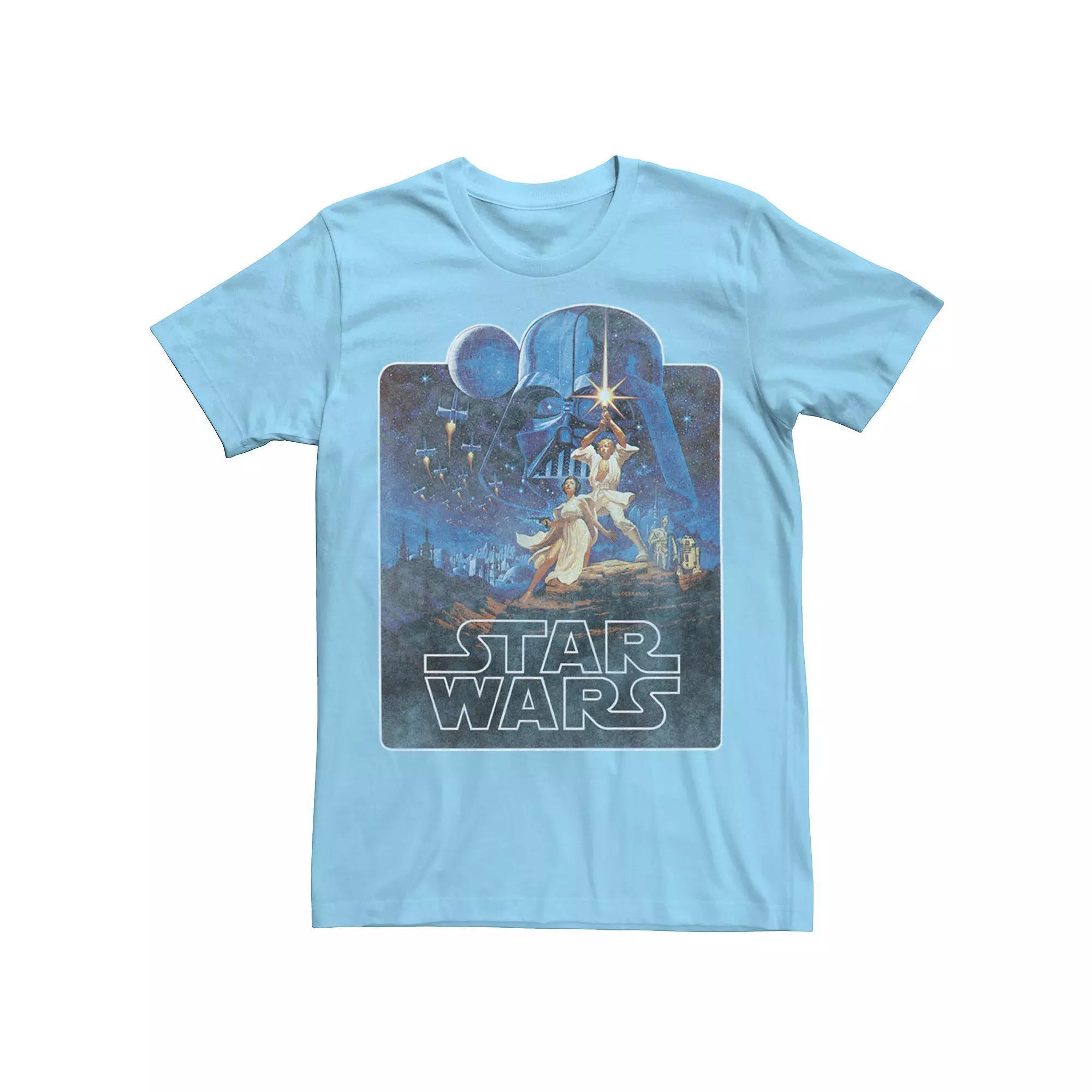 Men's Star Wars Epic Classic New Hope Vintage Poster Badge Tee, Size: Medium, Light Blue Product Image
