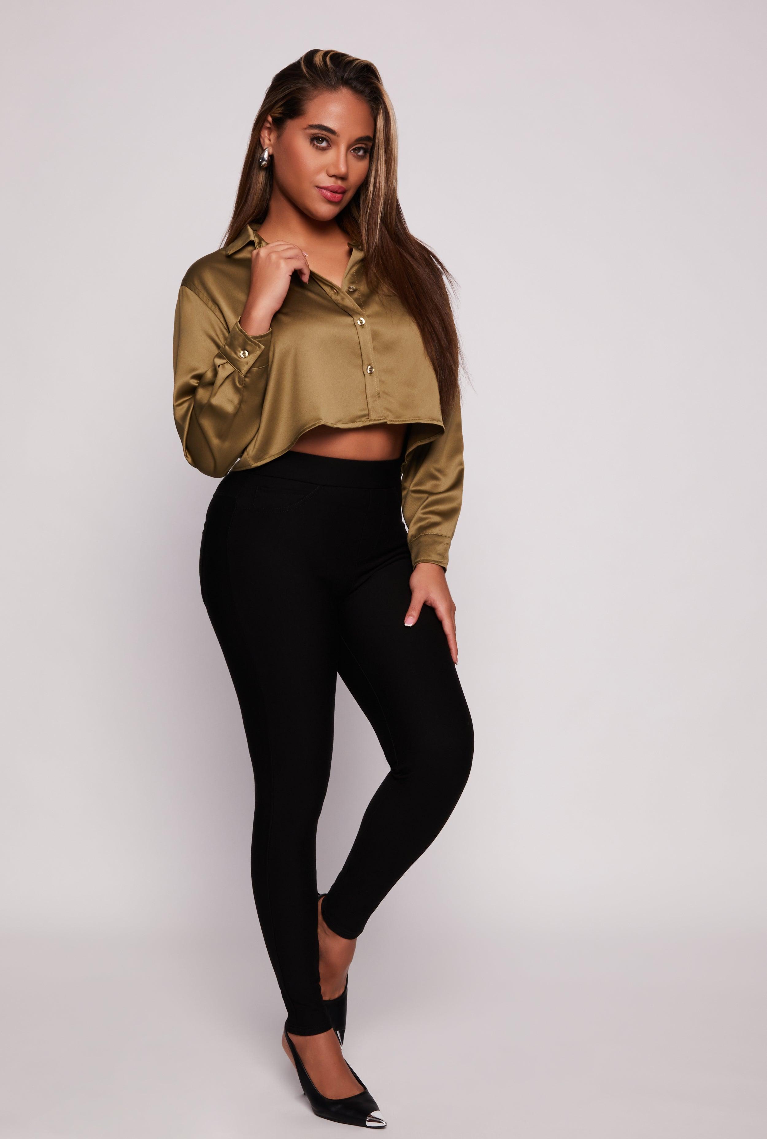 Womens Ponte High Waisted Skinny Pull On Pants Product Image