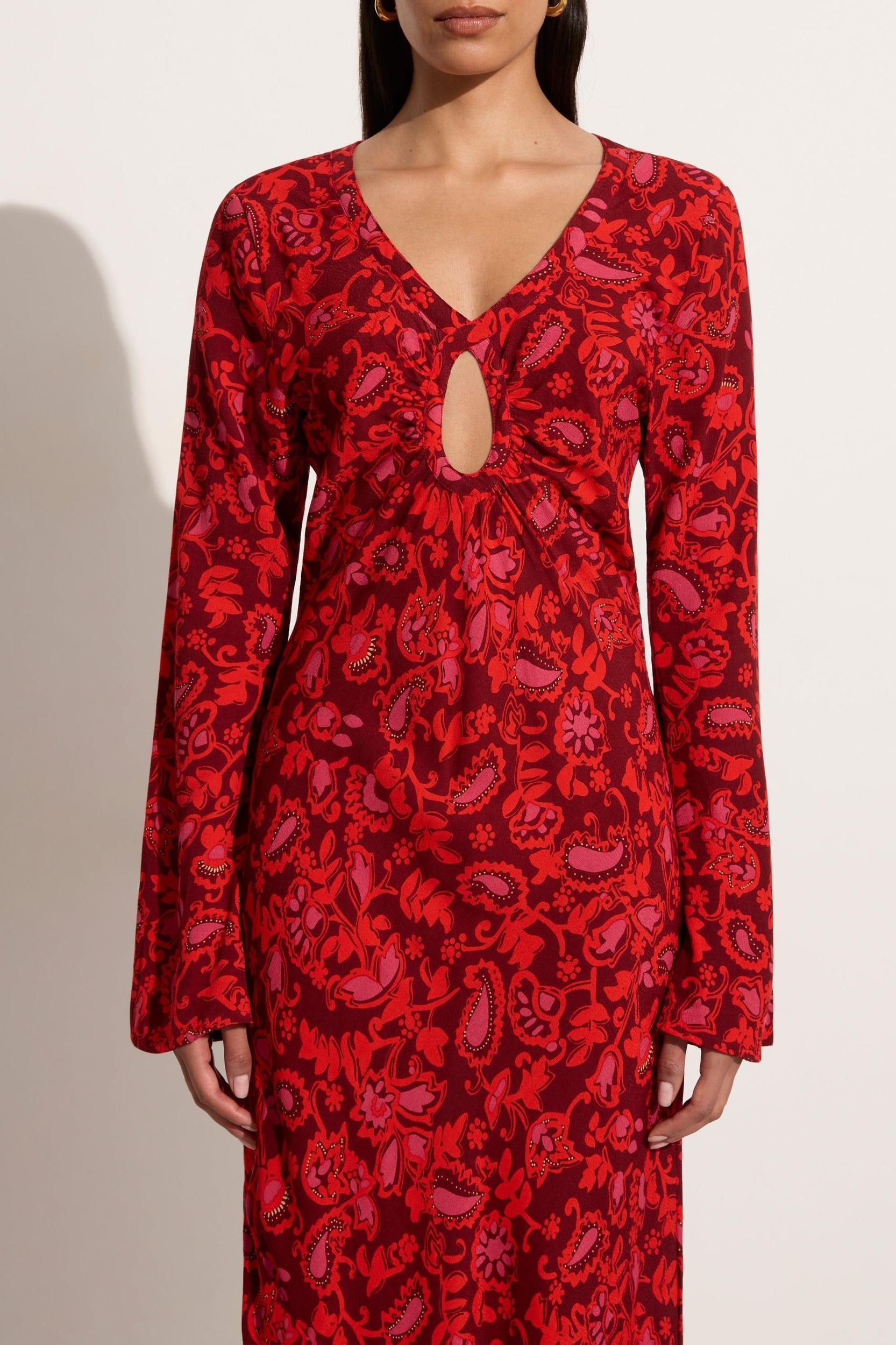 Santino Maxi Dress Selcetta Paisley Red - Final Sale Product Image