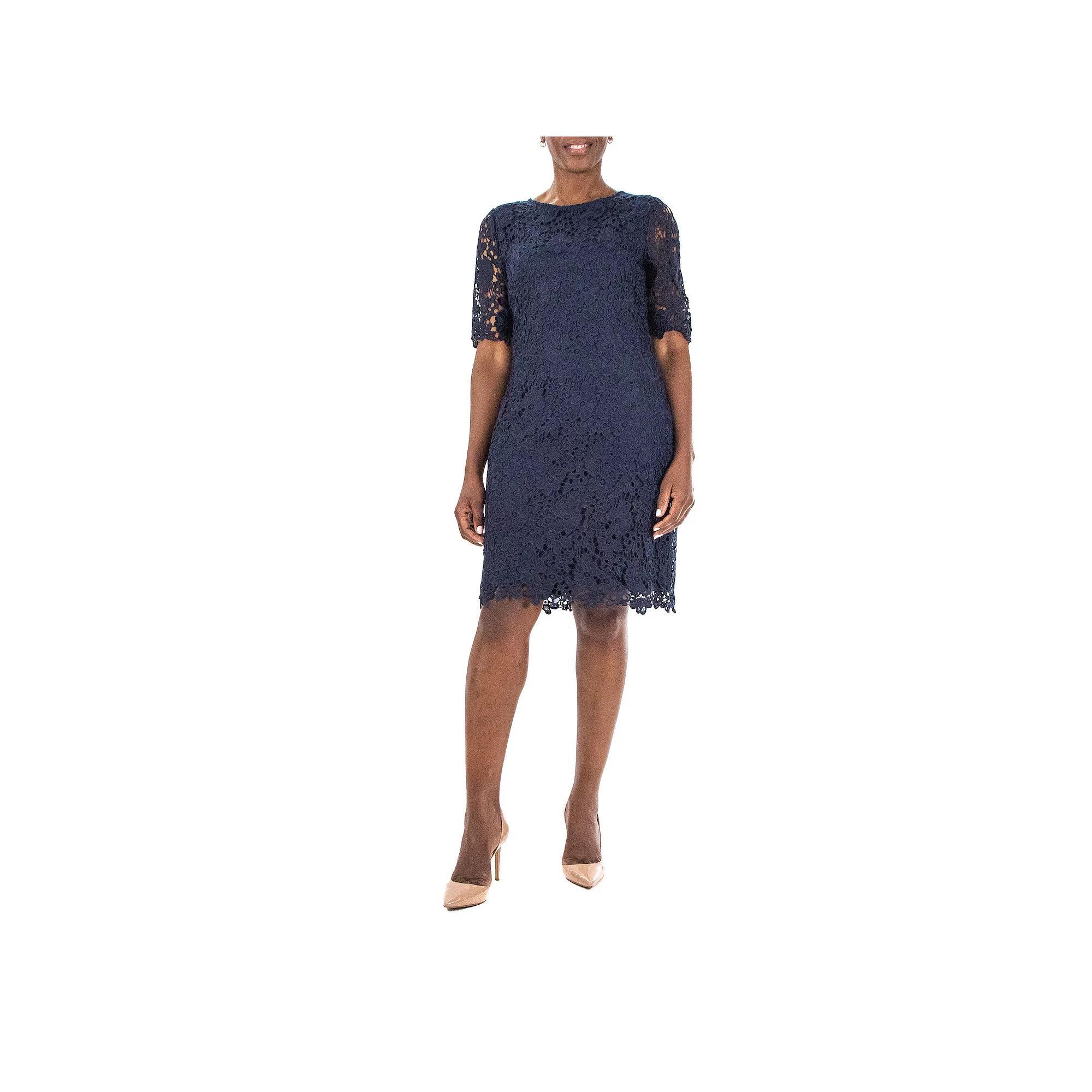 Women's Nina Leonard Floral Lace Sheath Cocktail Dress, Size: XL, Ivory Product Image