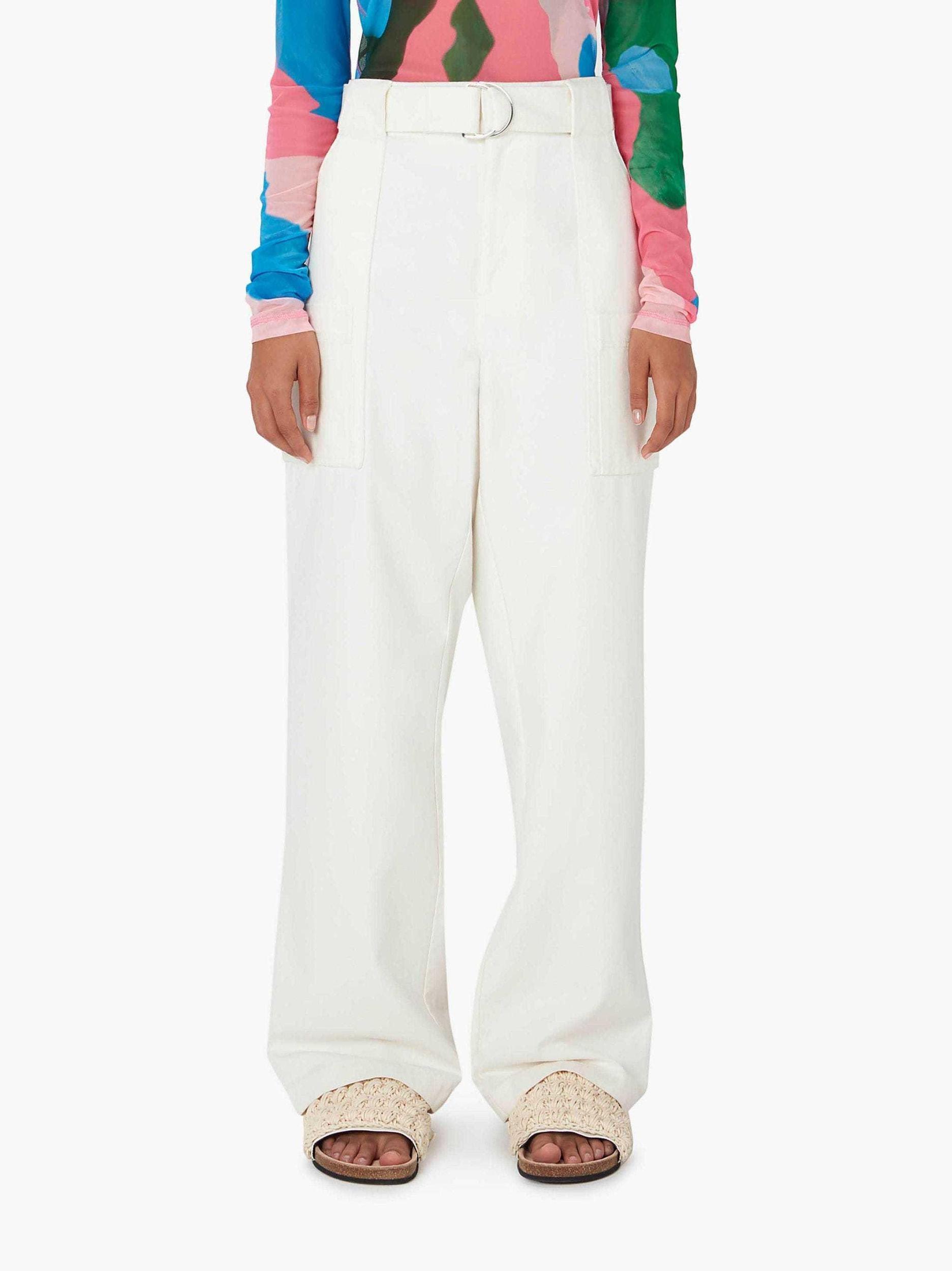 JW ANDERSON Wide-leg Cotton Cargo Trousers In White Product Image