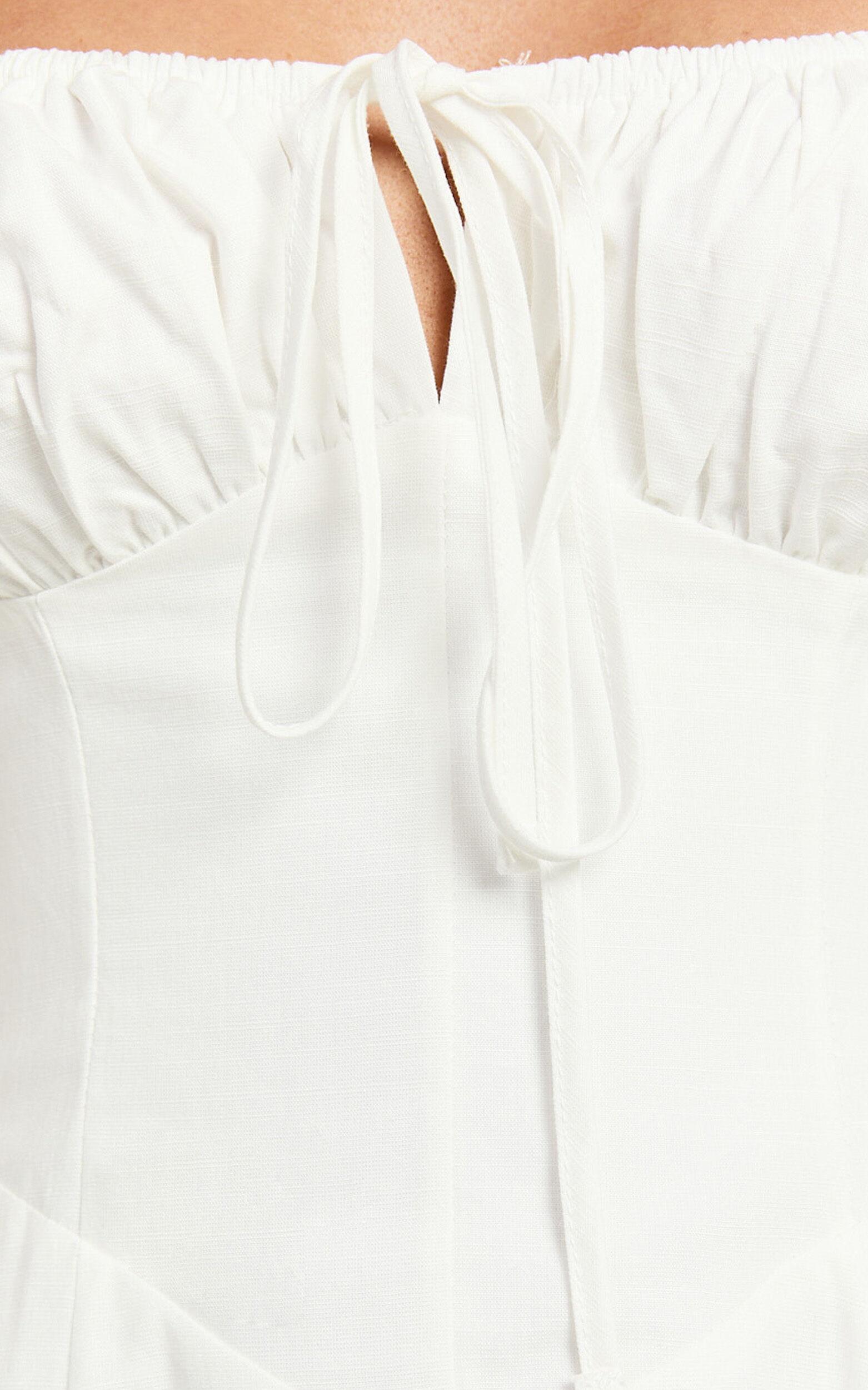 Maiya Mini Dress - Tie Front Fitted Bodice Dress in White Product Image