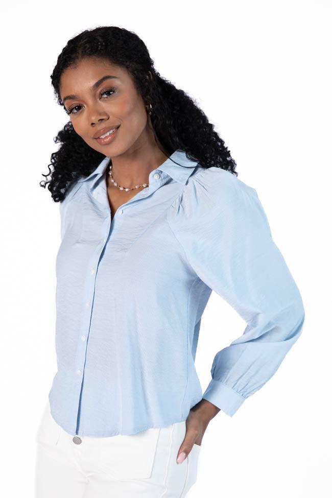 Basic Foundation Blue Button Down Blouse FINAL SALE Product Image