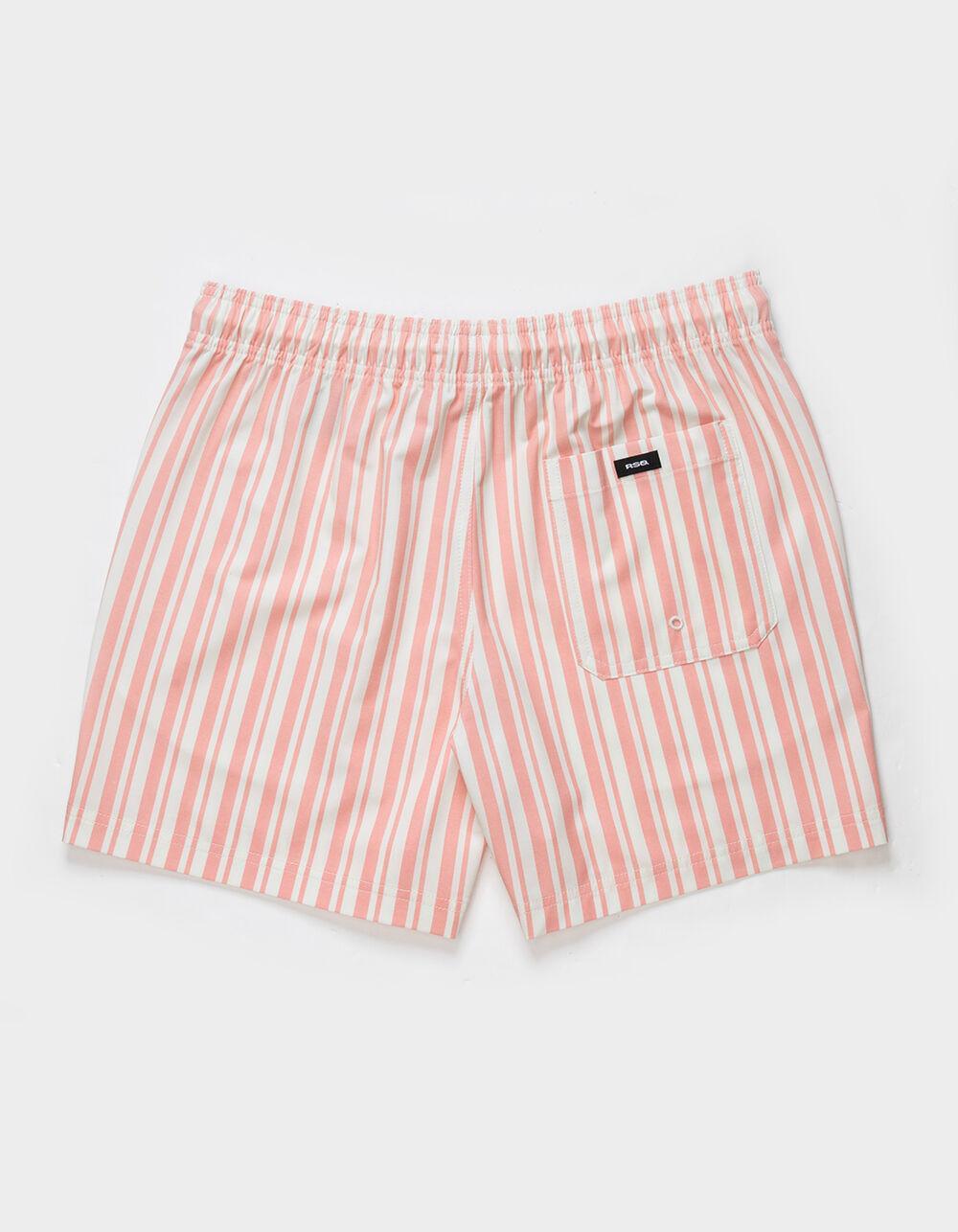 RSQ Mens Simple Stripe 5'' Swim Shorts - DARK CORAL Product Image