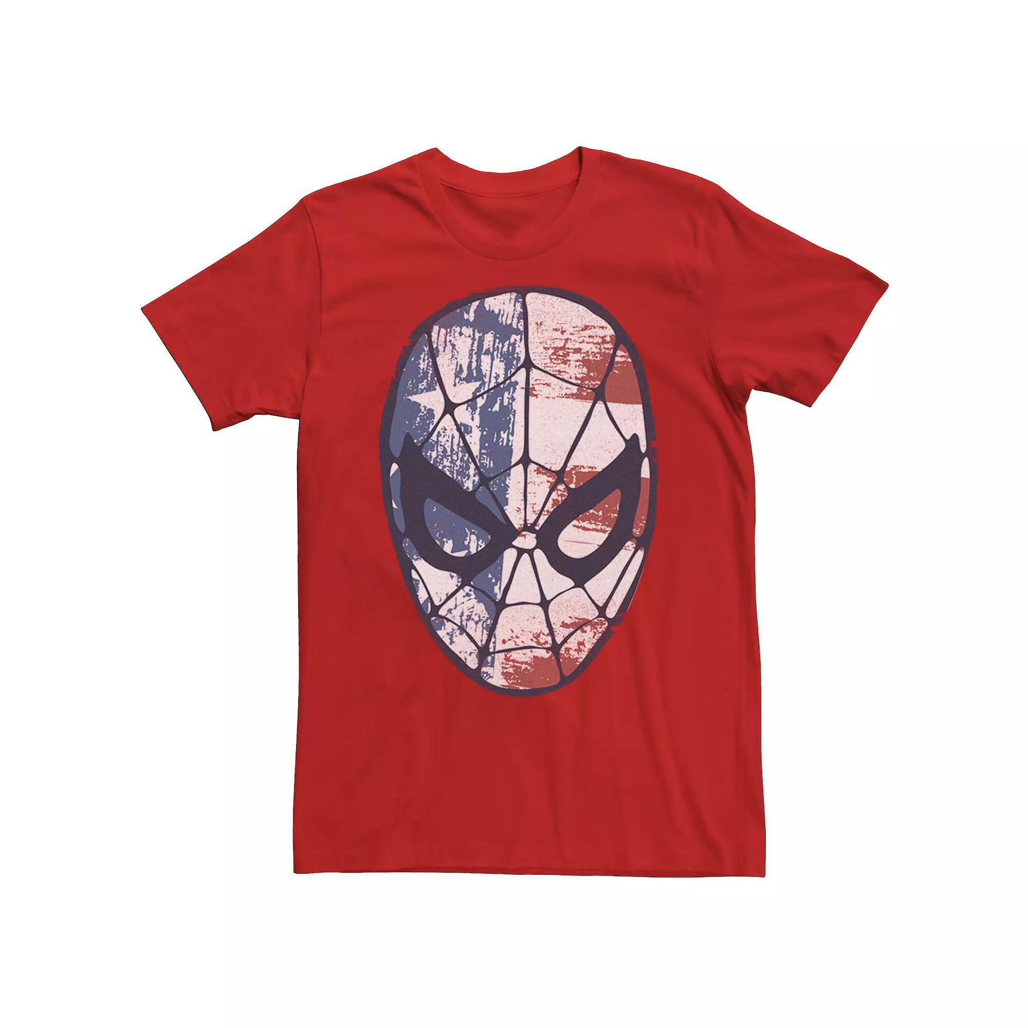 Men's Marvel Spider-Man American Flag Face Vintage Tee, Size: XL, Red Product Image