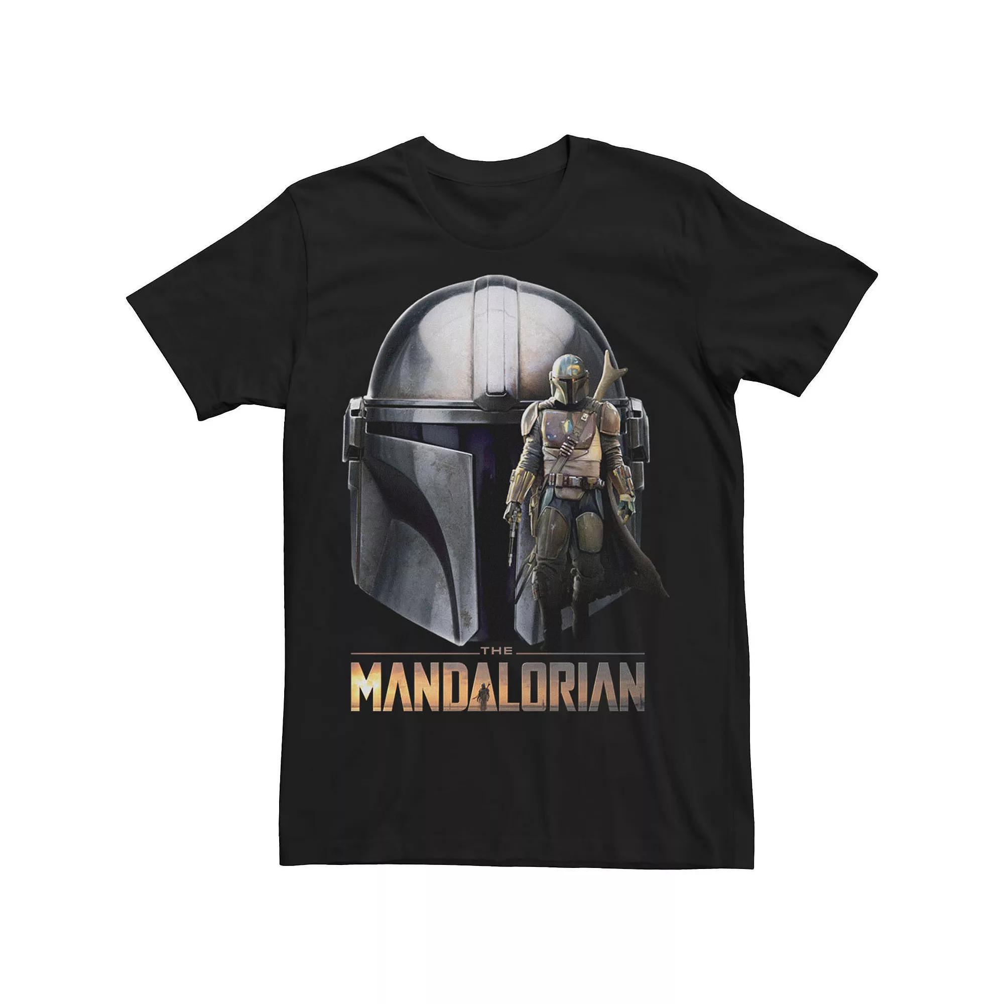 Big & Tall Star Wars The Mandalorian Helmet Portrait Mashup Tee, Men's, Size: 4XL, Black Product Image