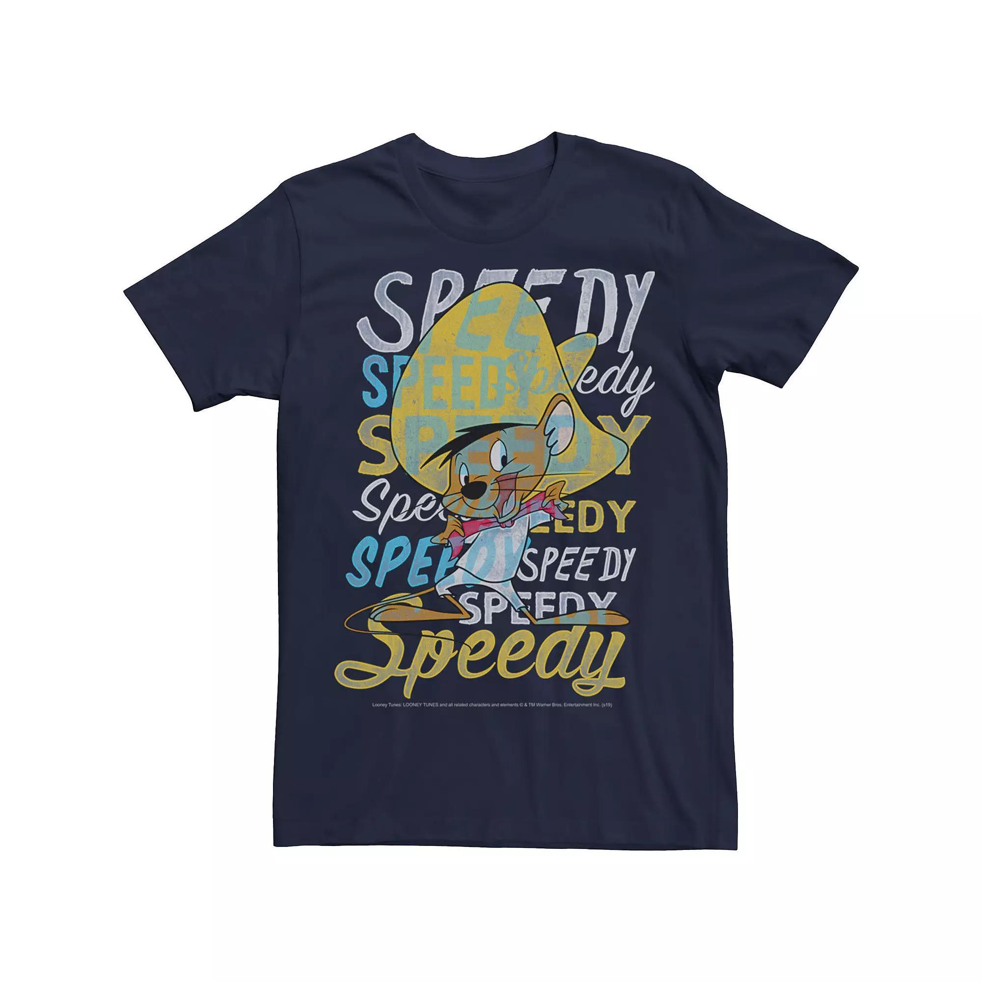 Men's Looney Tunes Speed Gonzales Text Stack Tee, Size: Medium, Blue Product Image
