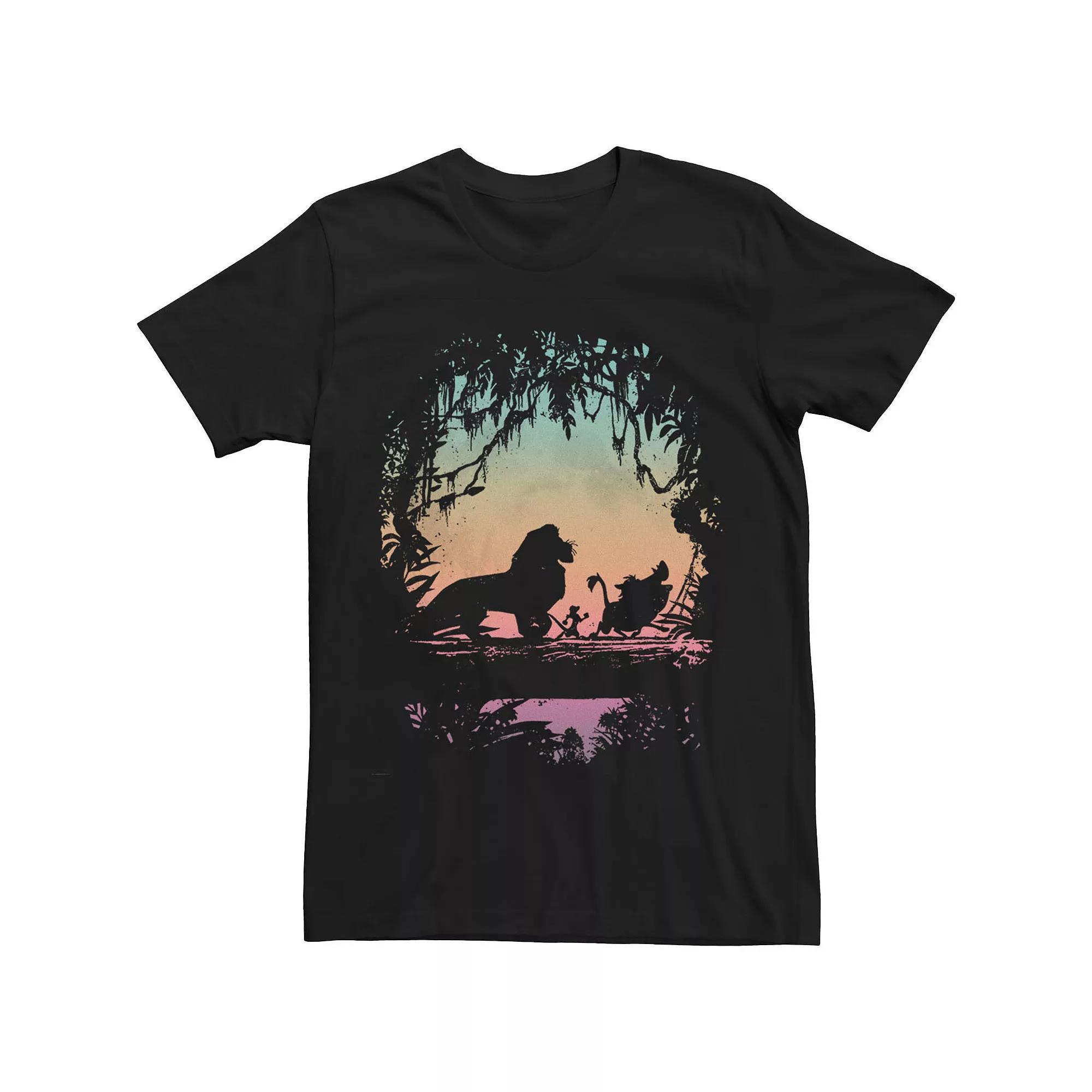 Big & Tall Disney The Lion King Group Shot Jungle Silhouette Tee, Men's, Size: Large Tall, Black Product Image