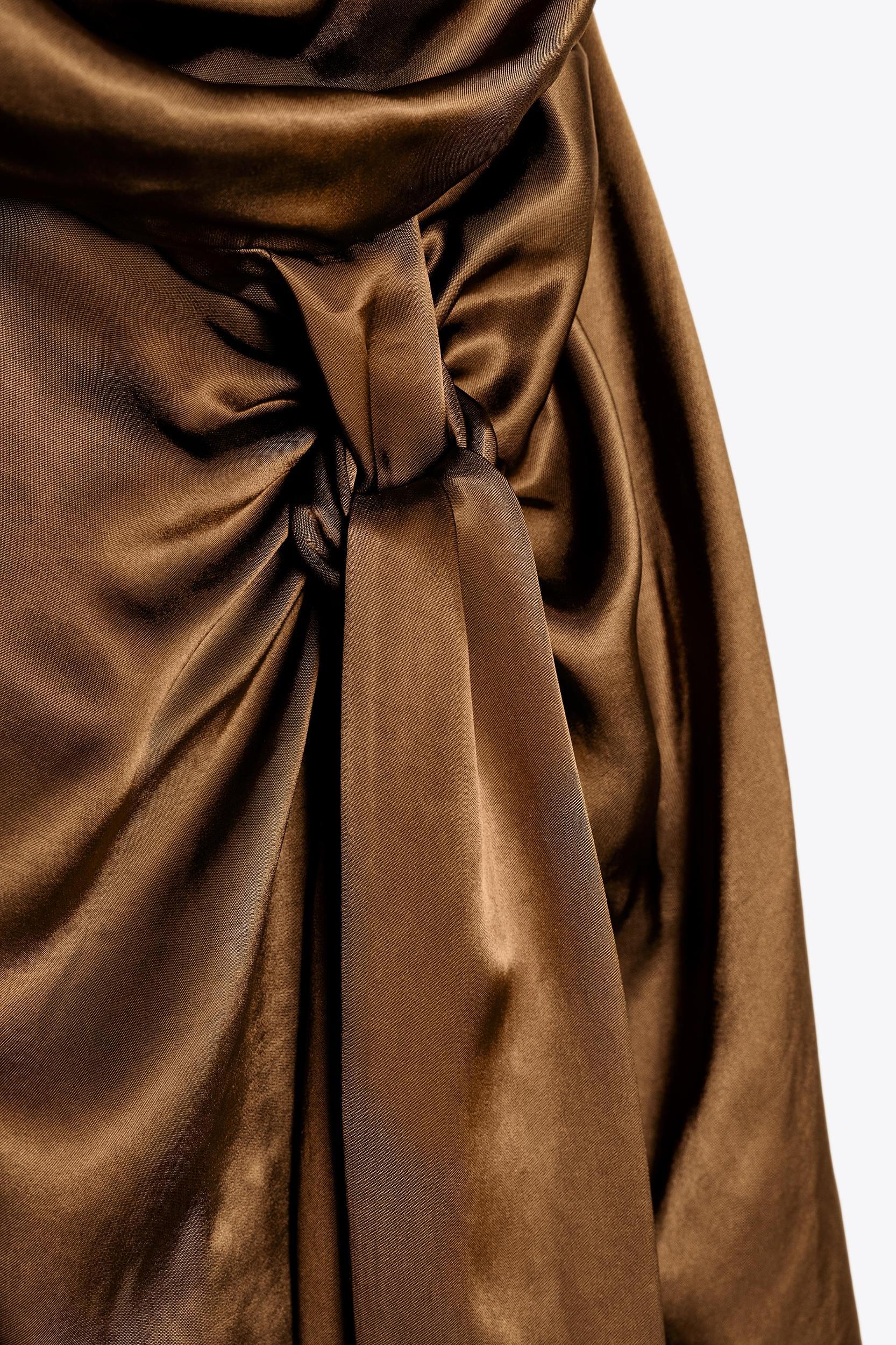 SATIN EFFECT HALTER MIDI DRESS Product Image