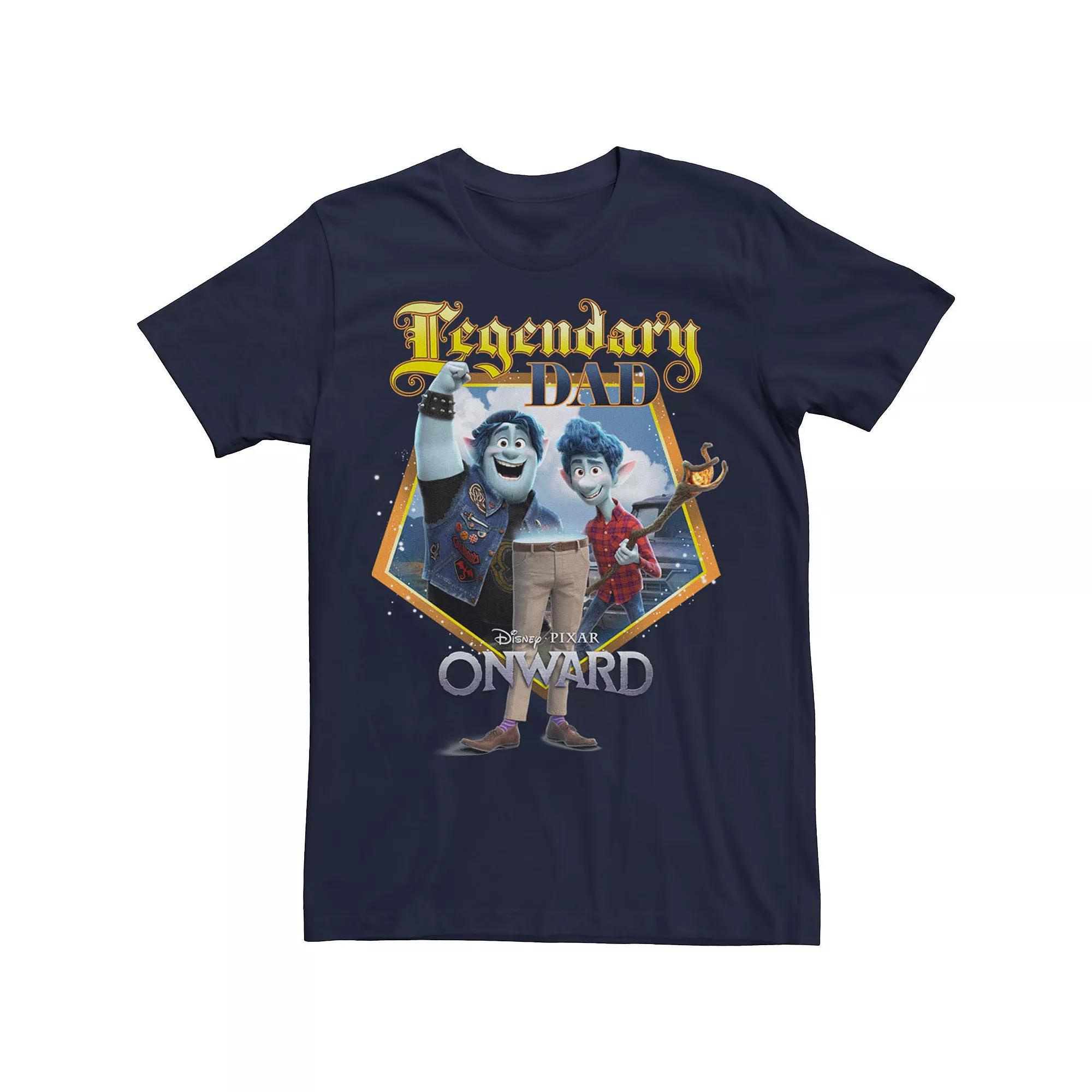 Disney / Pixar's Onward Men's Group Shot Legendary Dad Portrait Tee, Size: Large, Blue Product Image