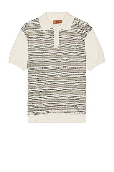 Missoni Short Sleeve Polo in White Product Image