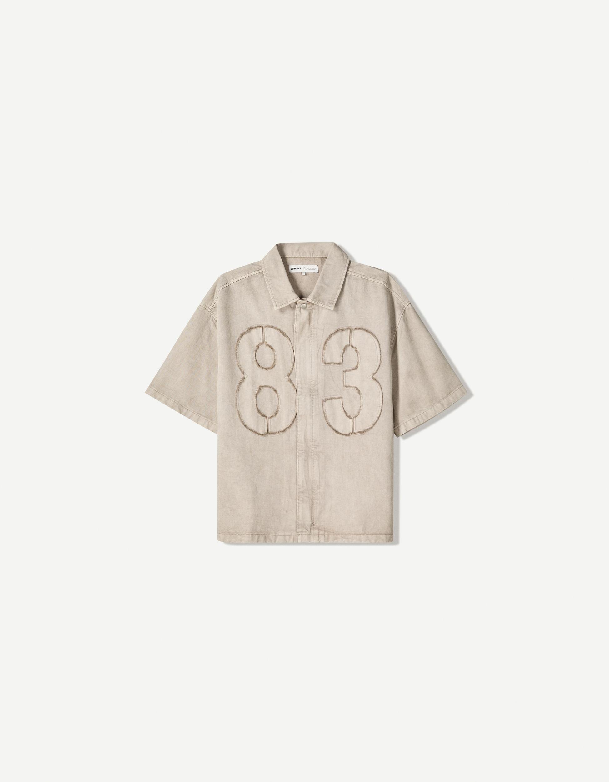 Embroidered short sleeve boxy fit shirt Product Image