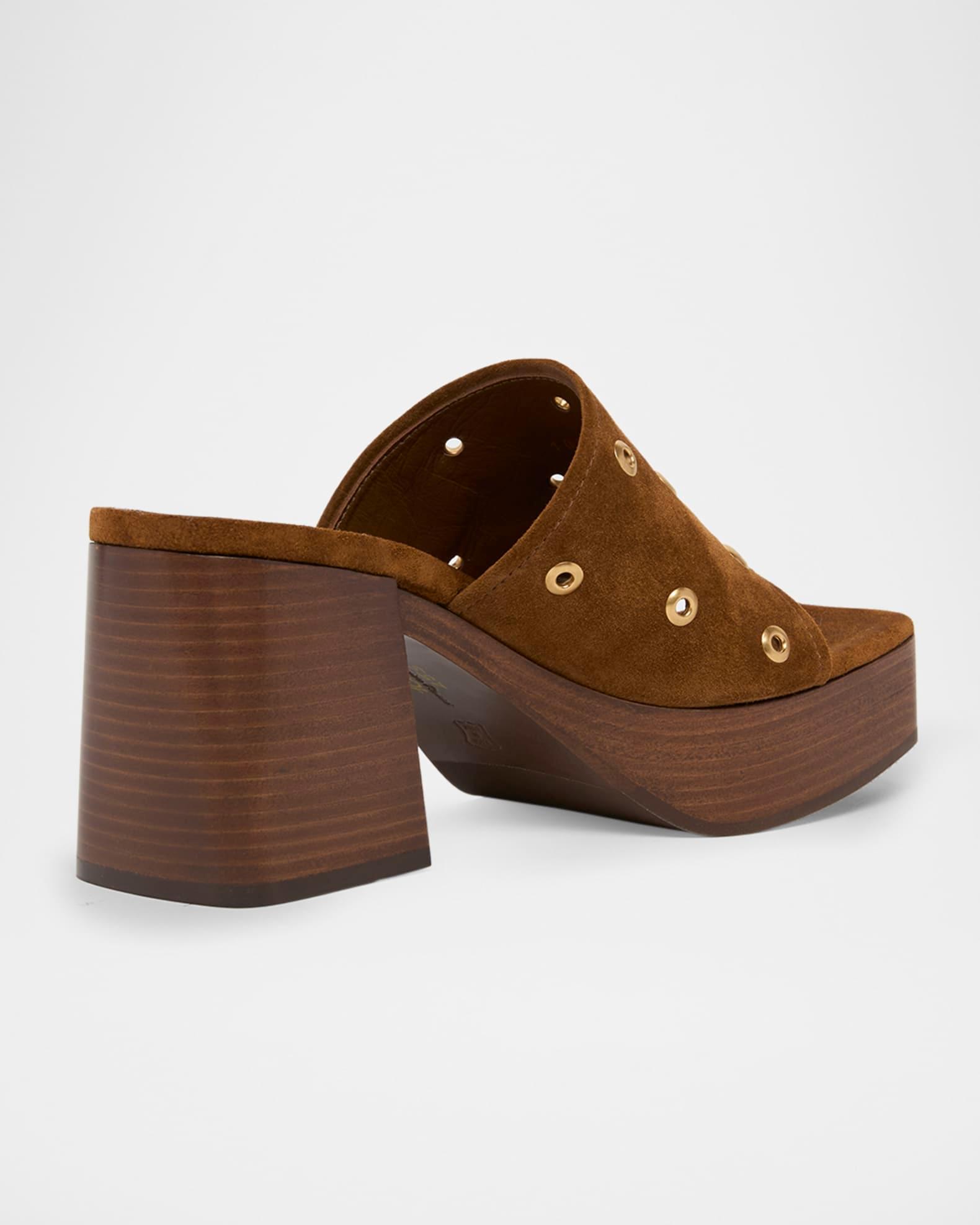 Suede Grommet Platform Mule Sandals Product Image