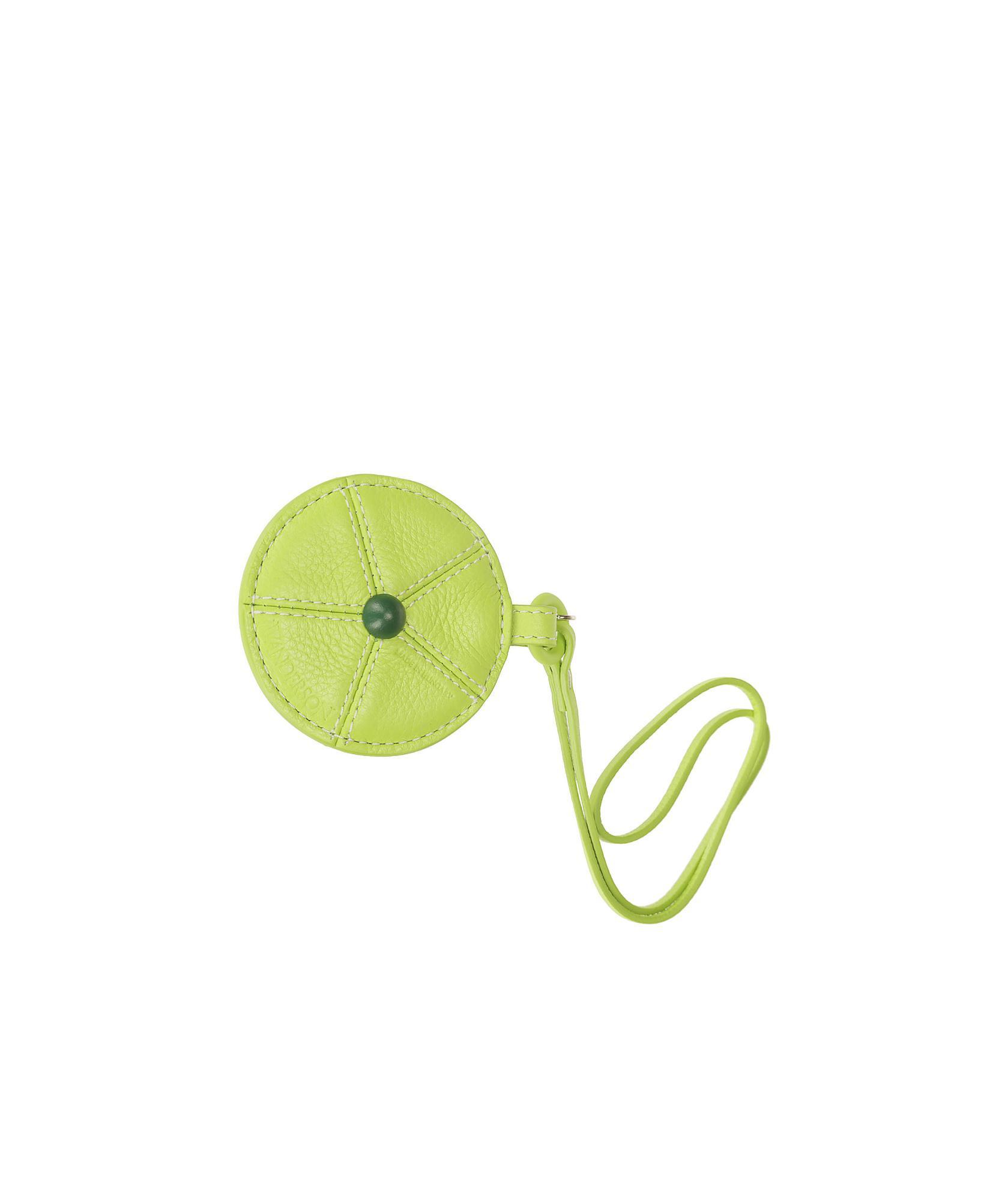JW ANDERSON Lime Leather Keyring In Green Product Image